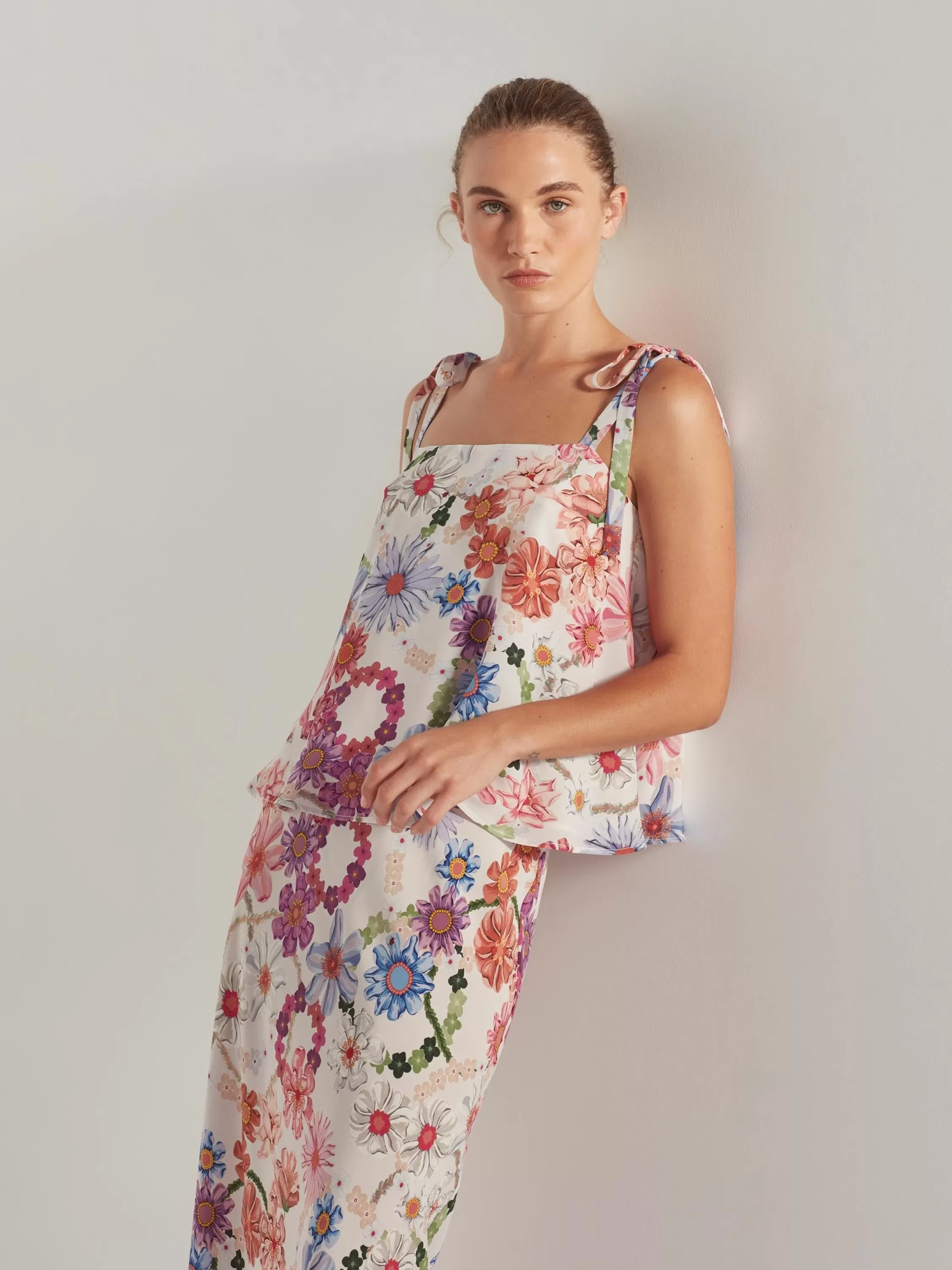 Tops & Tees>Juliette Hogan Adora Cami Summer Solstice Silk Garland