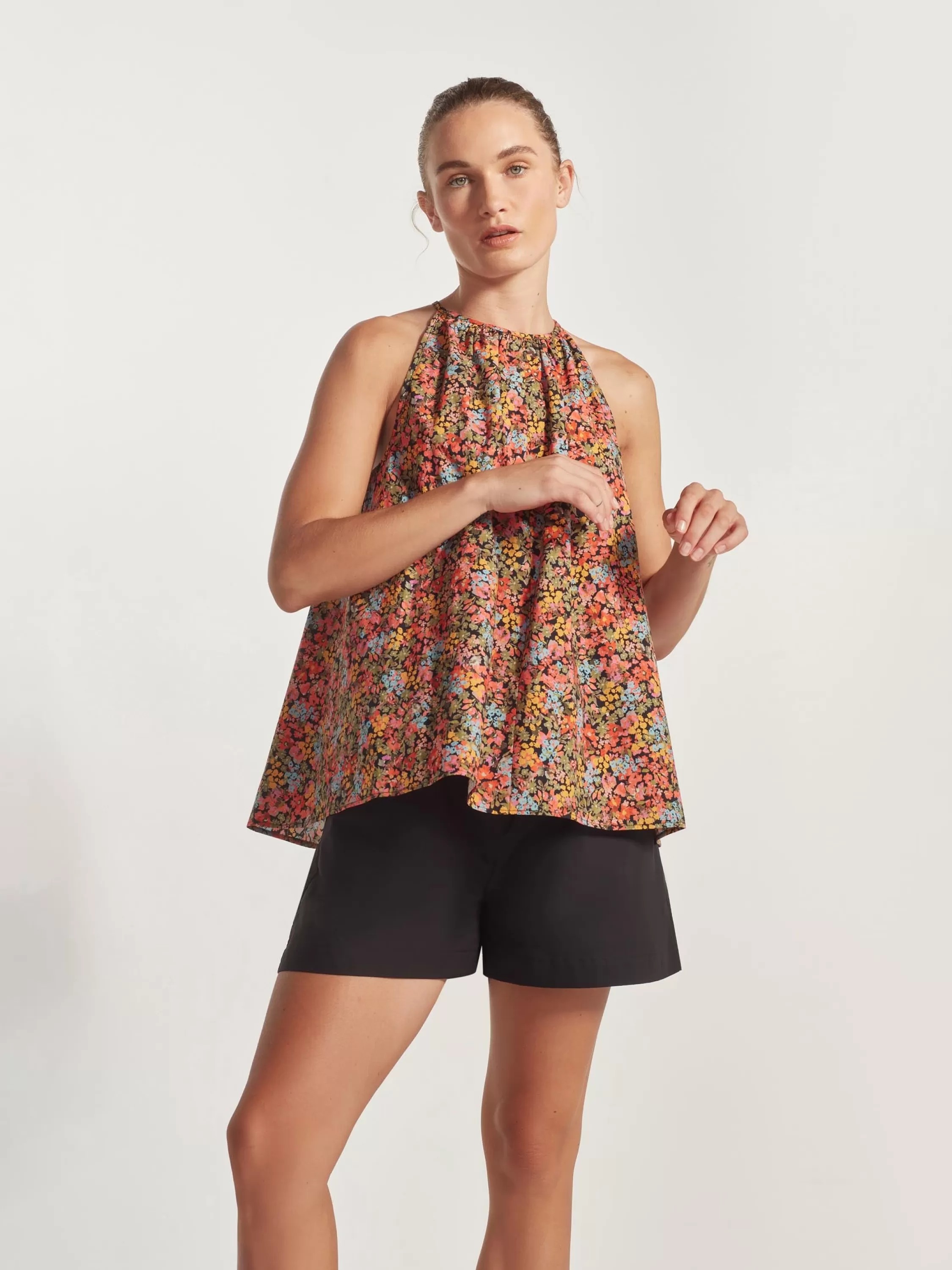 Tops & Tees>Juliette Hogan Astrid Top Pop Floral Cotton Brights