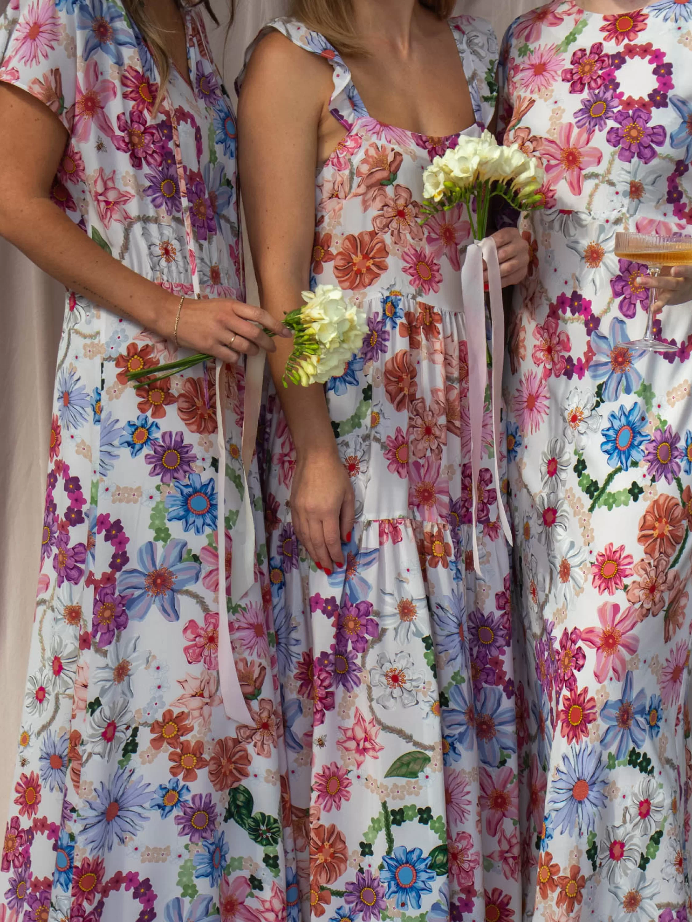 Dresses & Jumpsuits>Juliette Hogan Billie Dress Summer Solstice Silk Garland