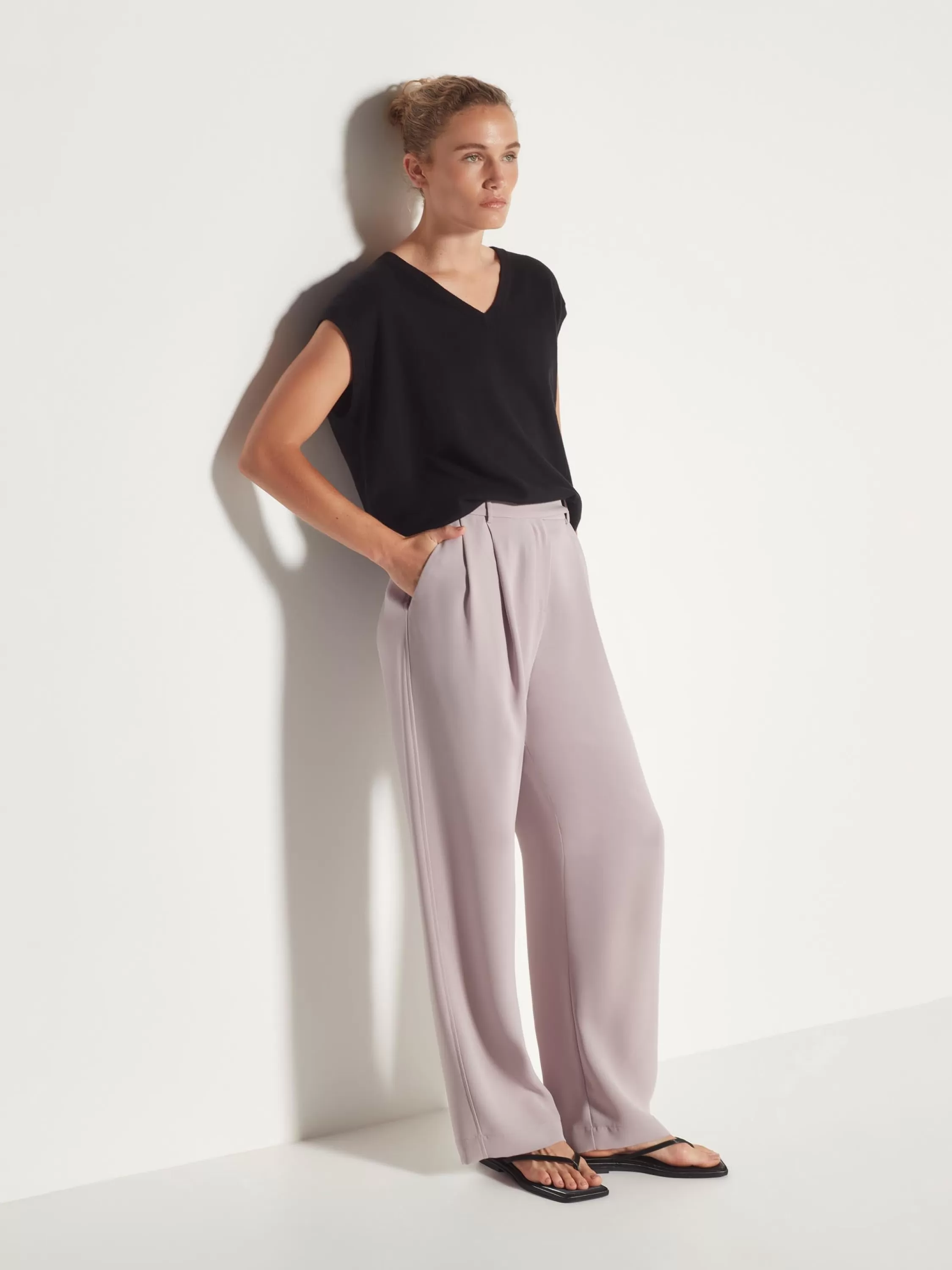 Trousers>Juliette Hogan Boyfriend Pant Luxe Suiting Lilac