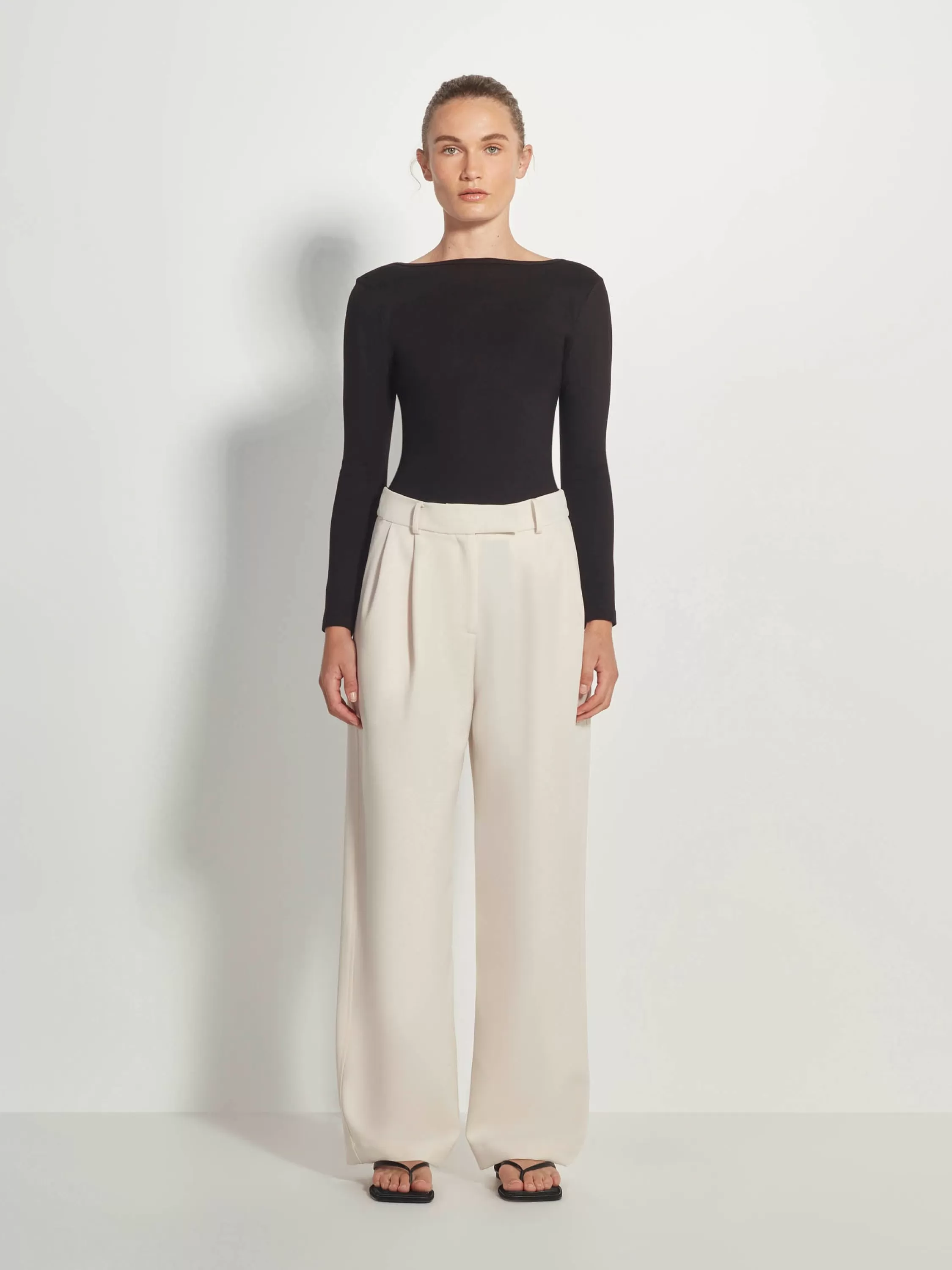 Trousers>Juliette Hogan Boyfriend Pant Refined Crepe Ecru