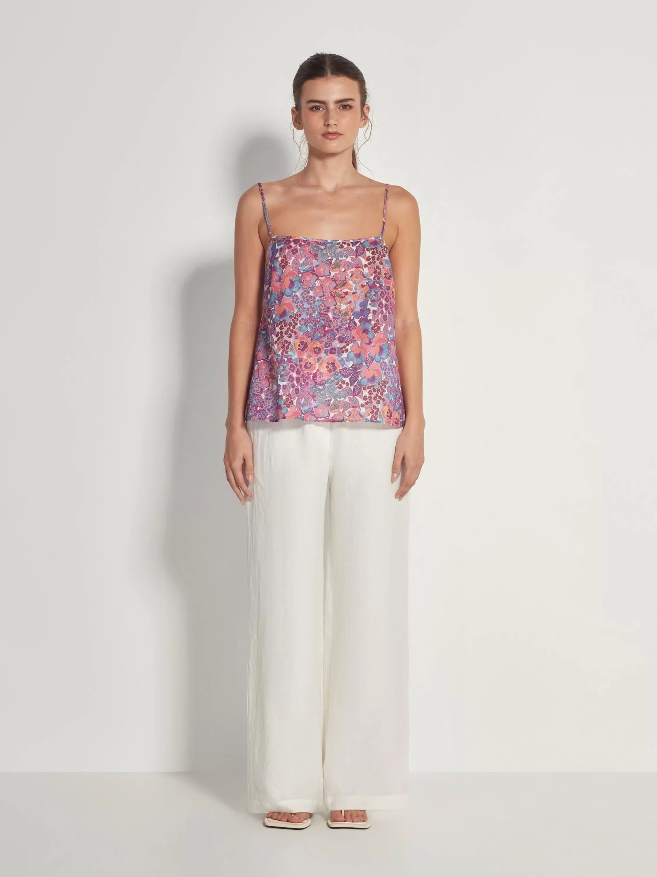 Tops & Tees>Juliette Hogan Clementine Cami Garden Party Cotton Flora