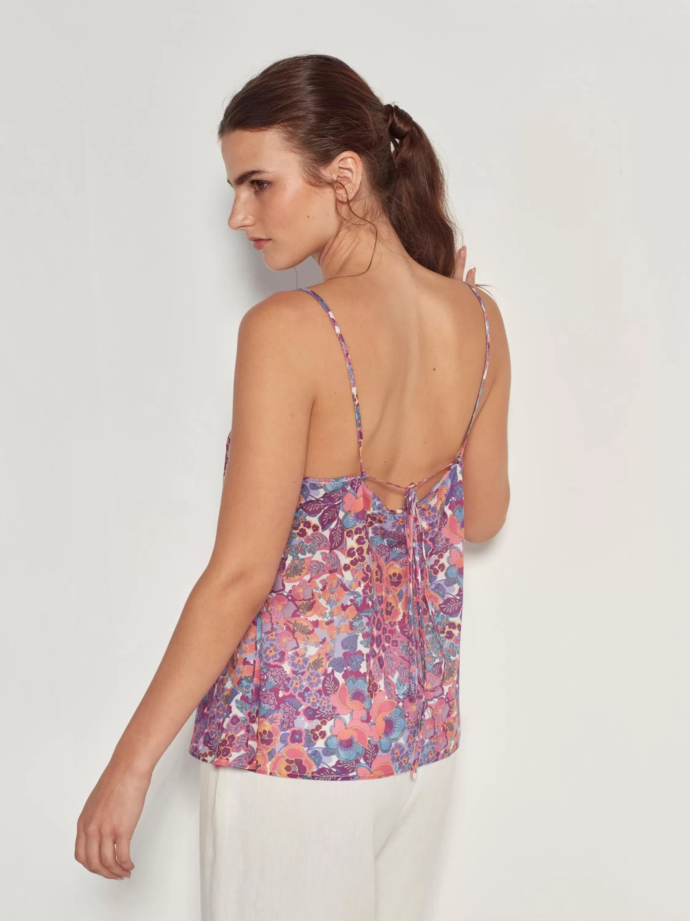Tops & Tees>Juliette Hogan Clementine Cami Garden Party Cotton Flora