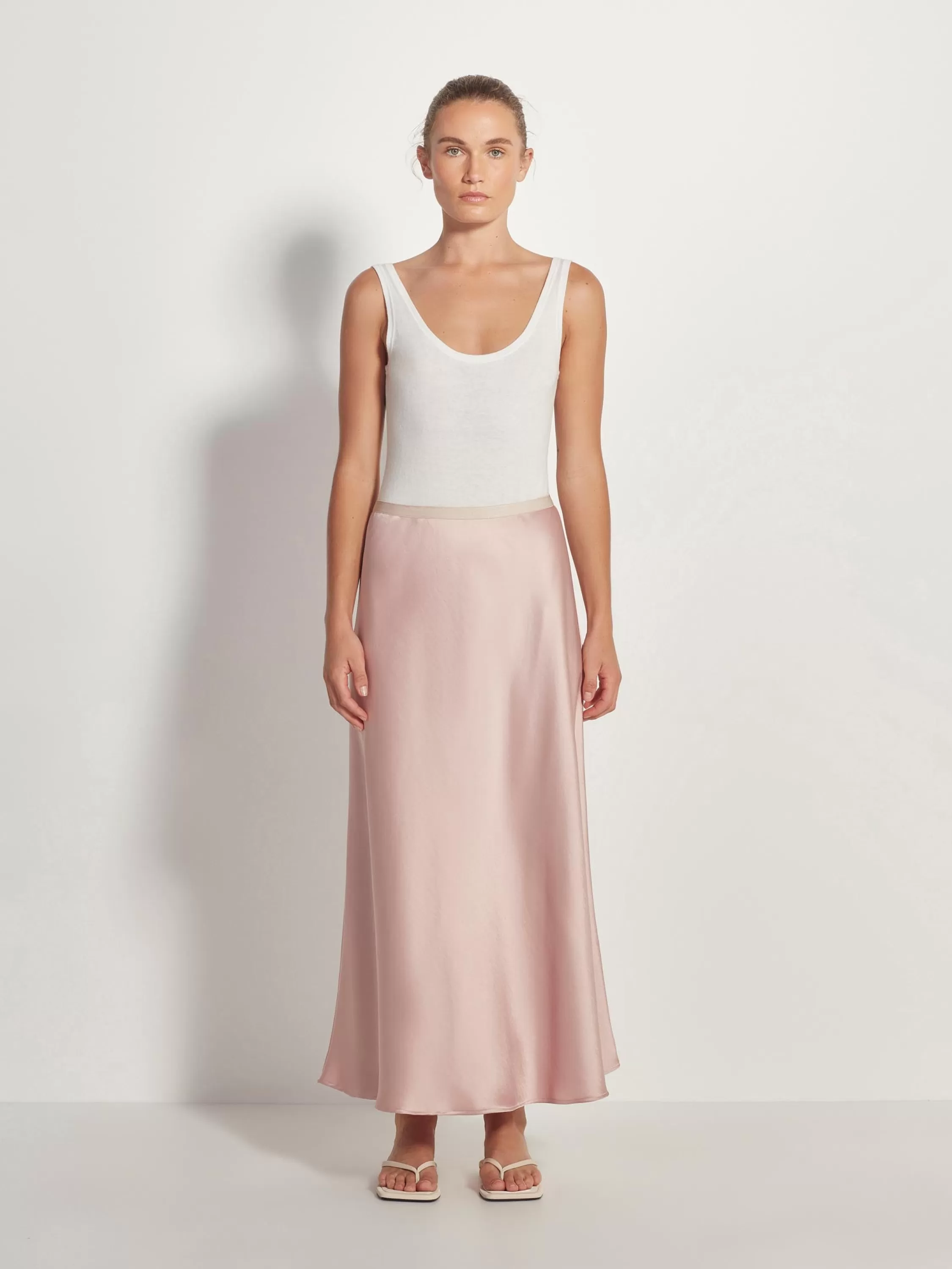 Skirts>Juliette Hogan Em Skirt Heavy Satin Powder Pink