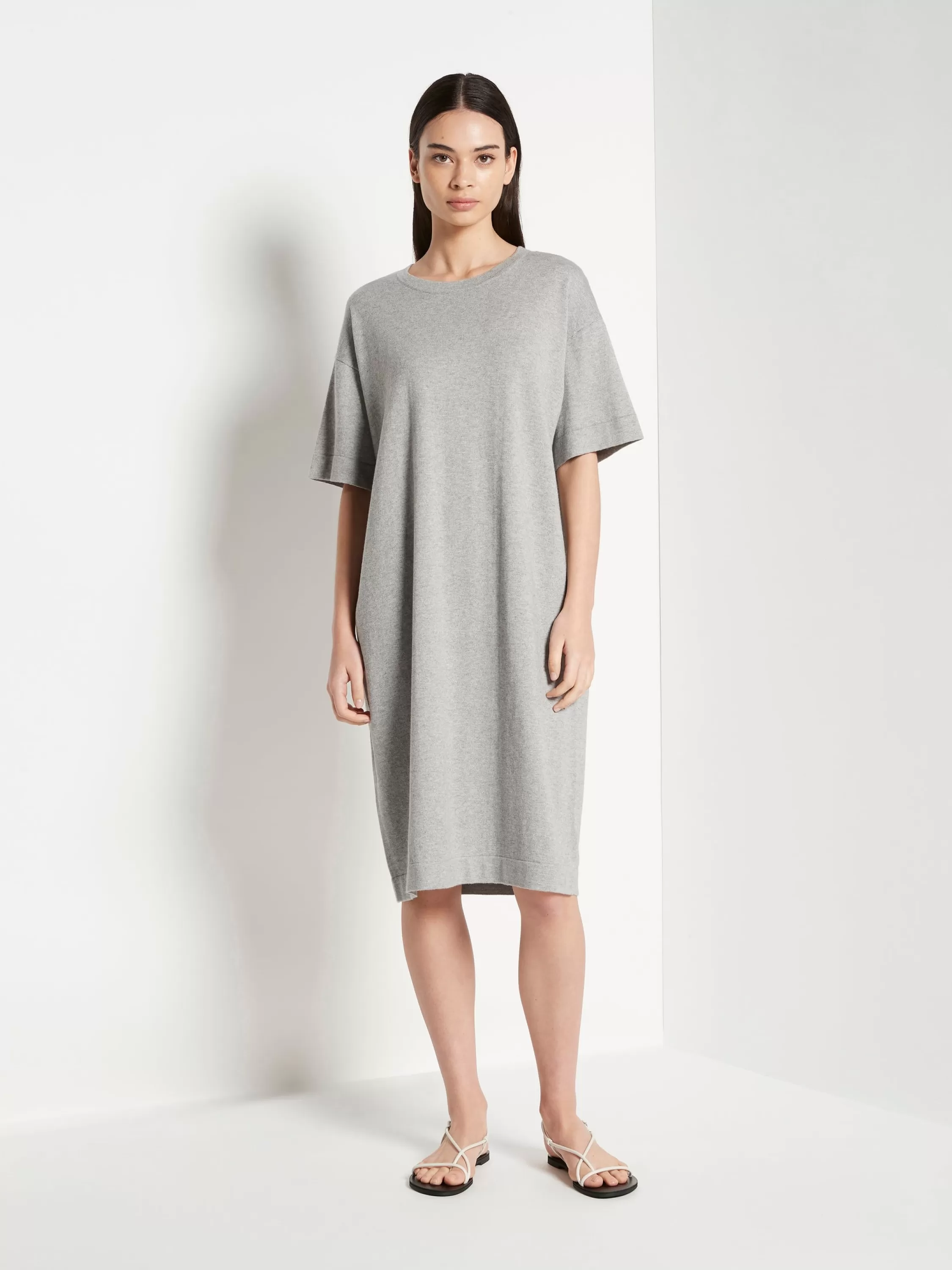 Knitwear>Juliette Hogan Jhl Box T Dress Cotton Cashmere Grey Marle