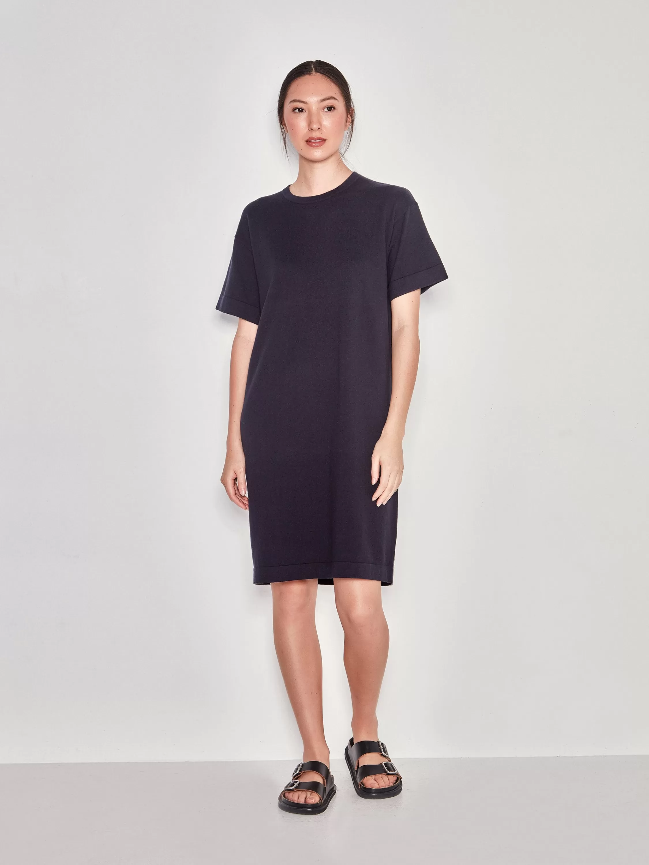 Knitwear>Juliette Hogan Jhl Box T Dress Cotton Cashmere Navy