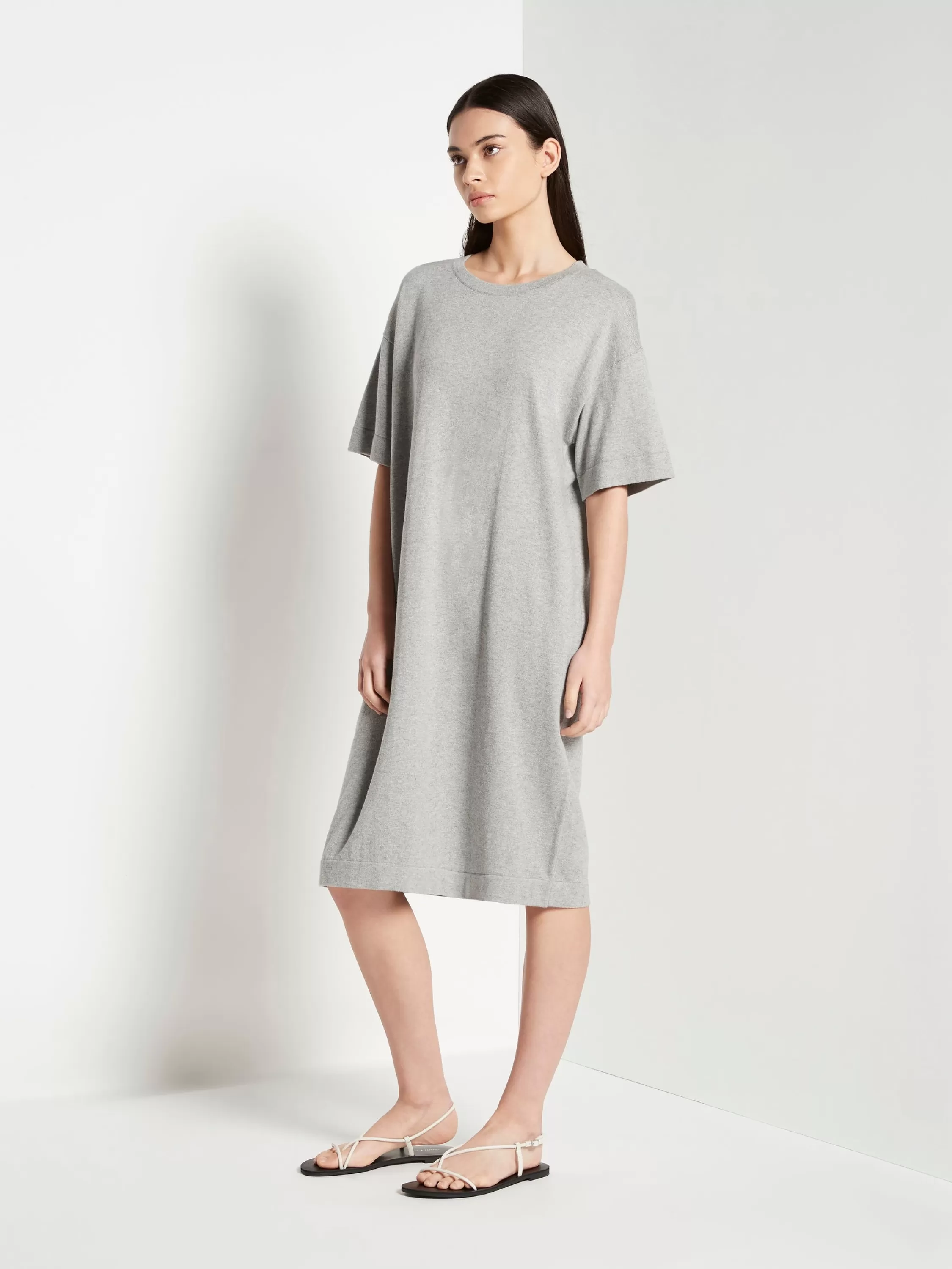 Dresses & Jumpsuits>Juliette Hogan Jhl Box T Dress Cotton Cashmere Grey Marle