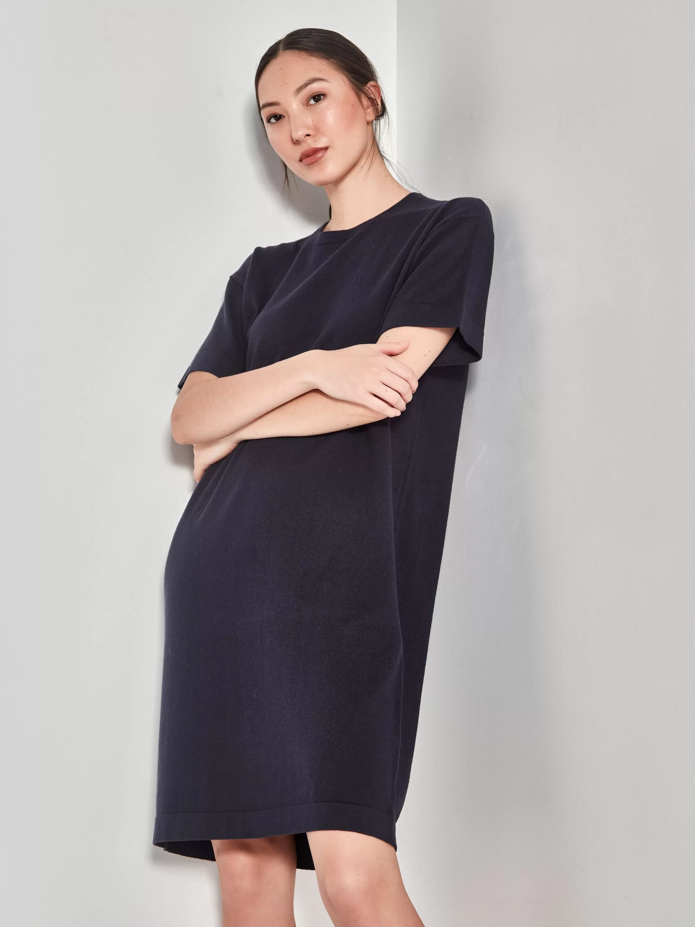 Knitwear>Juliette Hogan Jhl Box T Dress Cotton Cashmere Navy