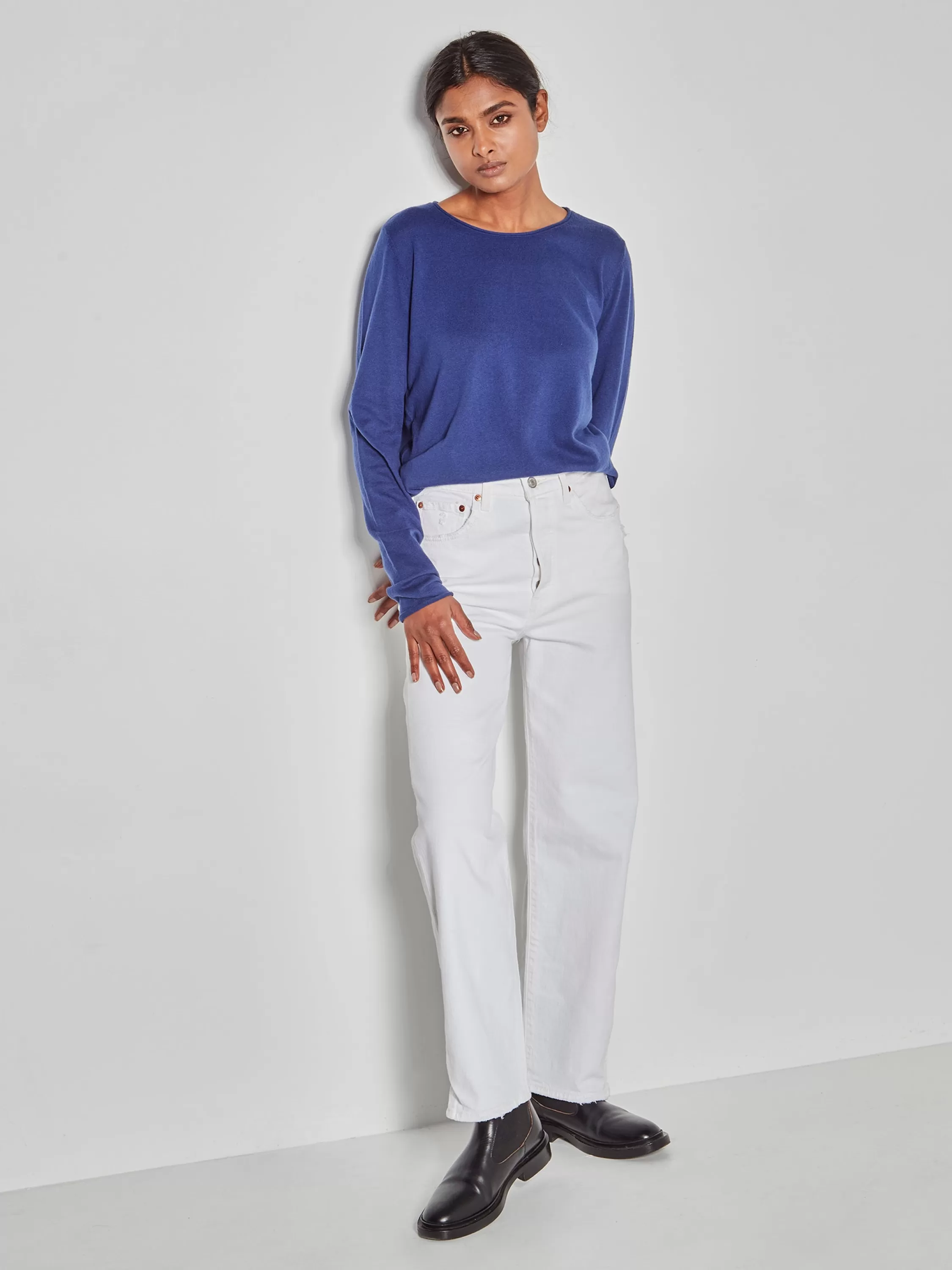 Tops & Tees>Juliette Hogan Jhl Crew L/S T Fine Cotton Cashmere Tropez