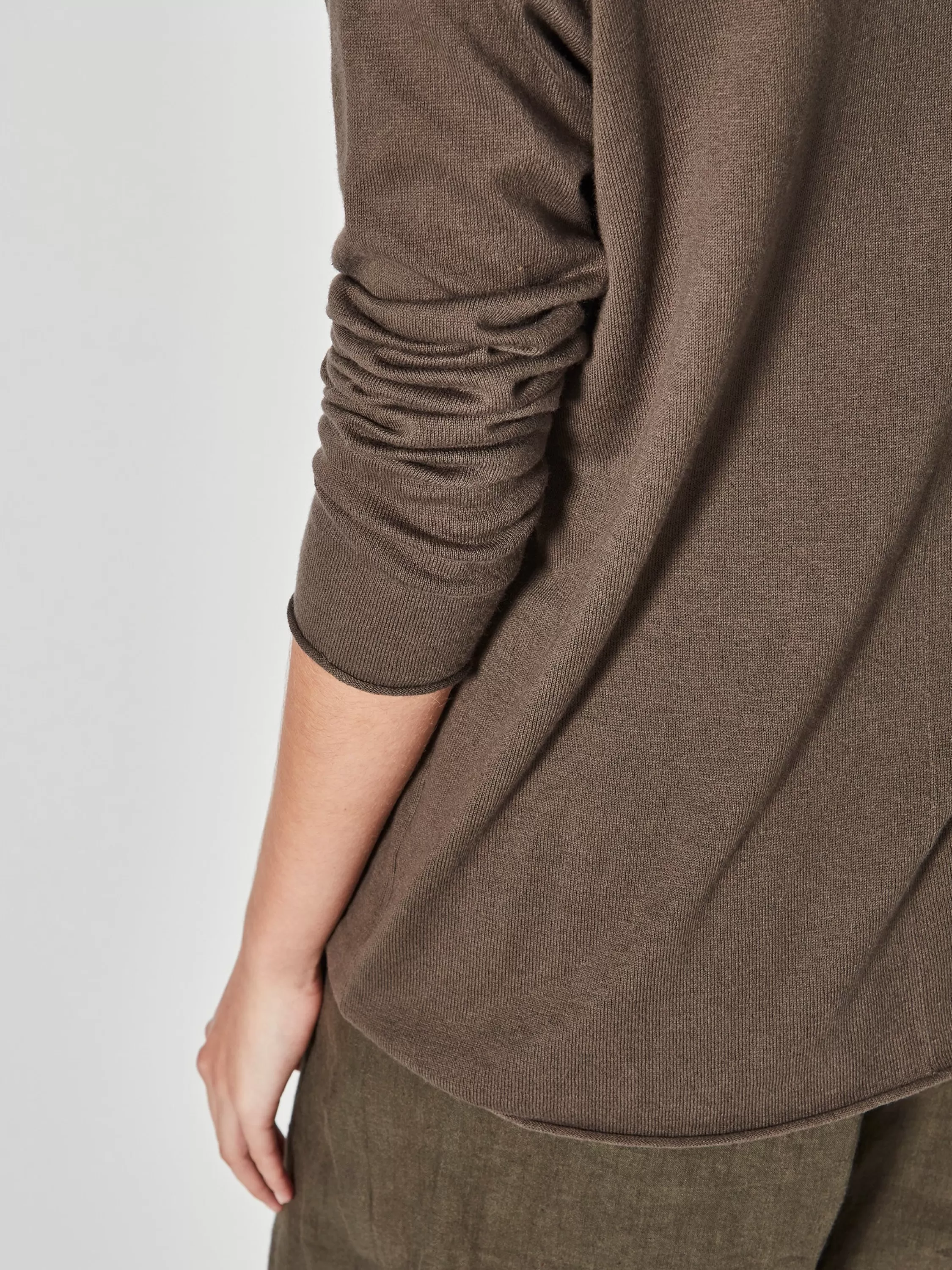 Knitwear>Juliette Hogan Jhl Crew L/S T Fine Cotton Cashmere Soft Khaki