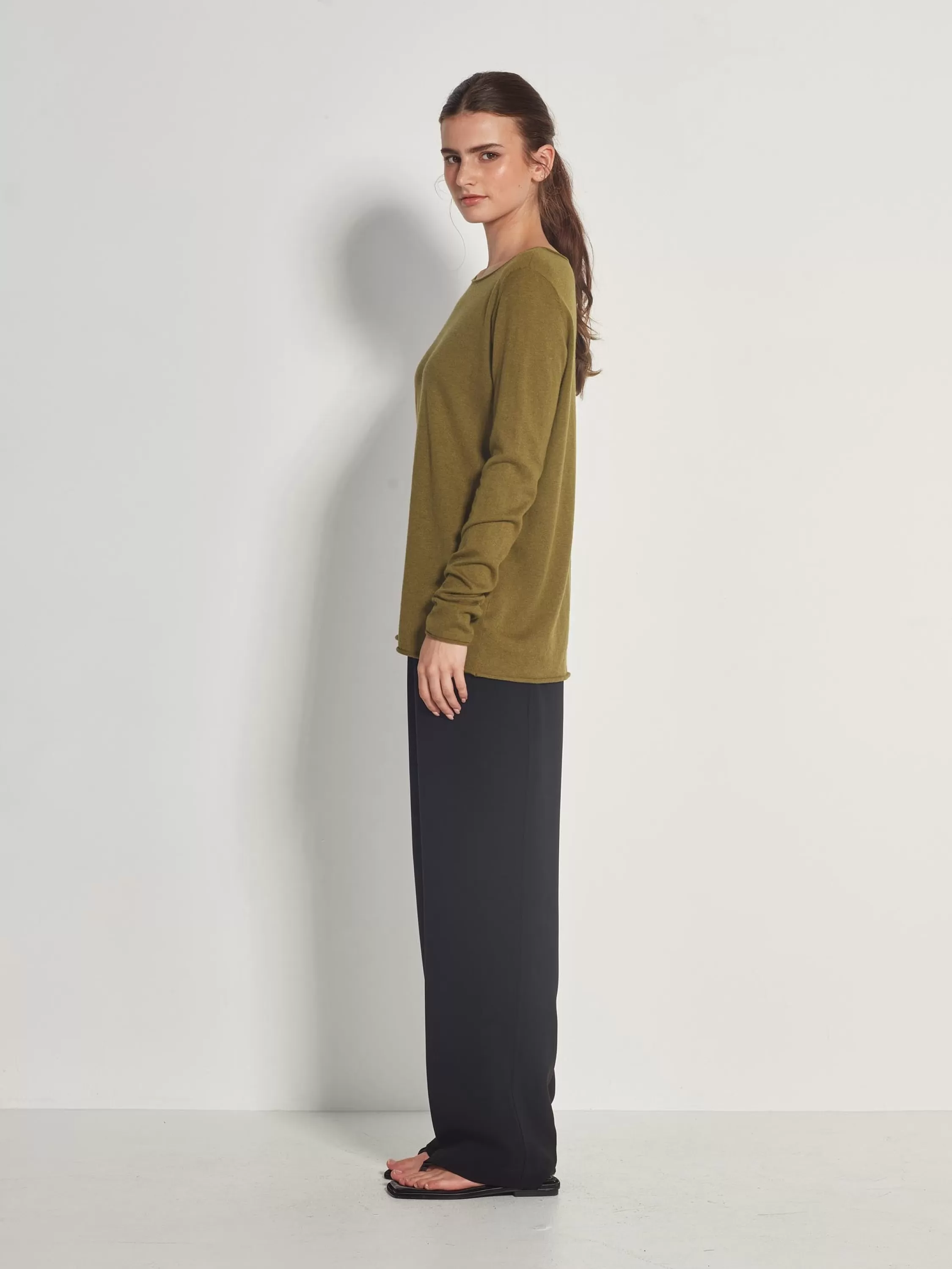 Tops & Tees>Juliette Hogan Jhl Crew L/S T Fine Cotton Cashmere Moss