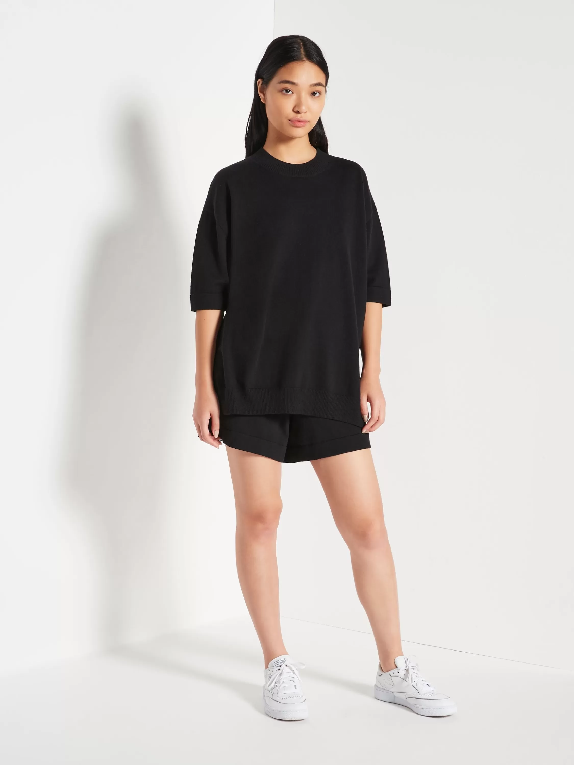 Knitwear>Juliette Hogan Jhl Crew S/S Sweater Cotton Cashmere Black