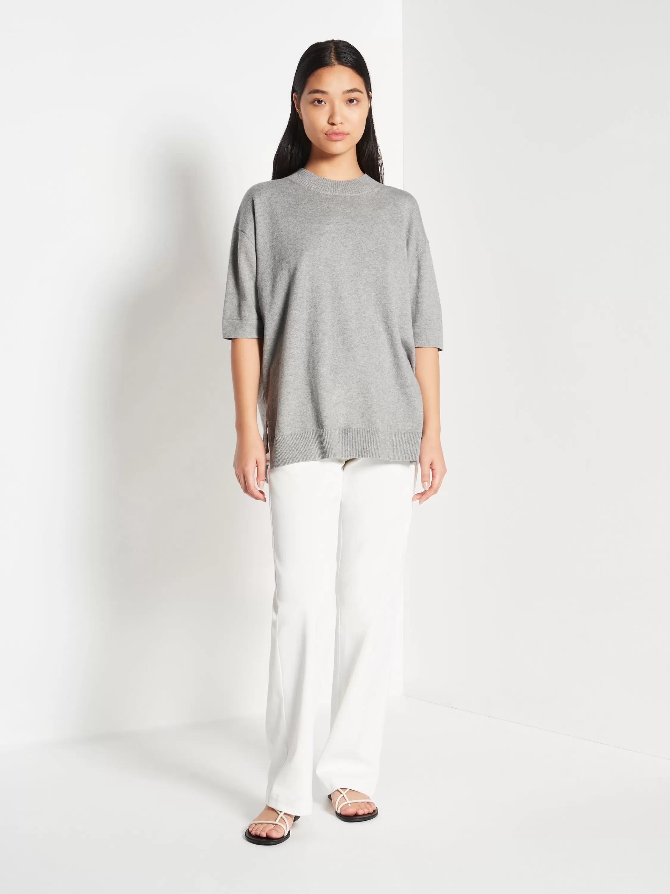 Tops & Tees>Juliette Hogan Jhl Crew S/S Sweater Cotton Cashmere Grey Marle