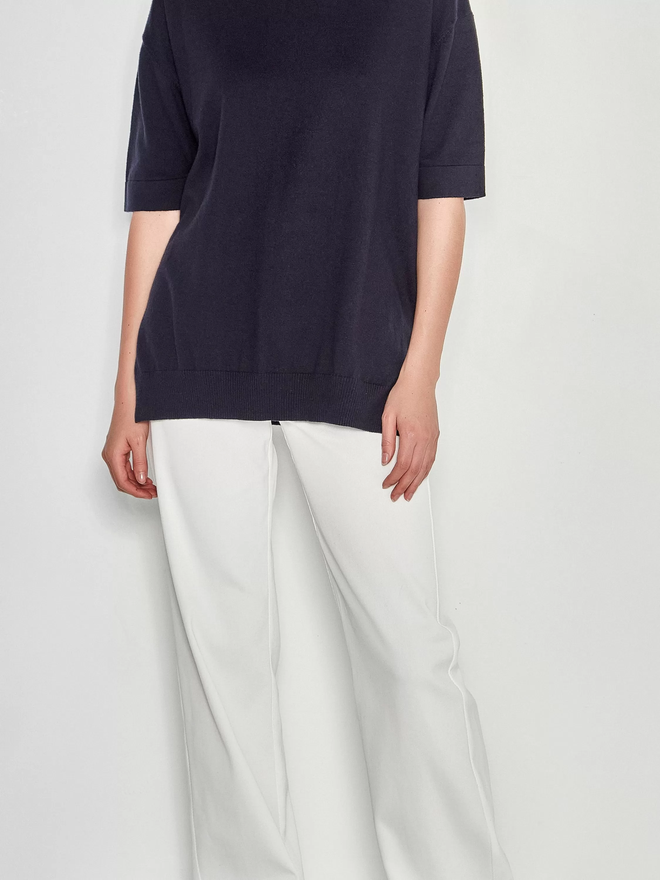 Tops & Tees>Juliette Hogan Jhl Crew S/S Sweater Cotton Cashmere Navy