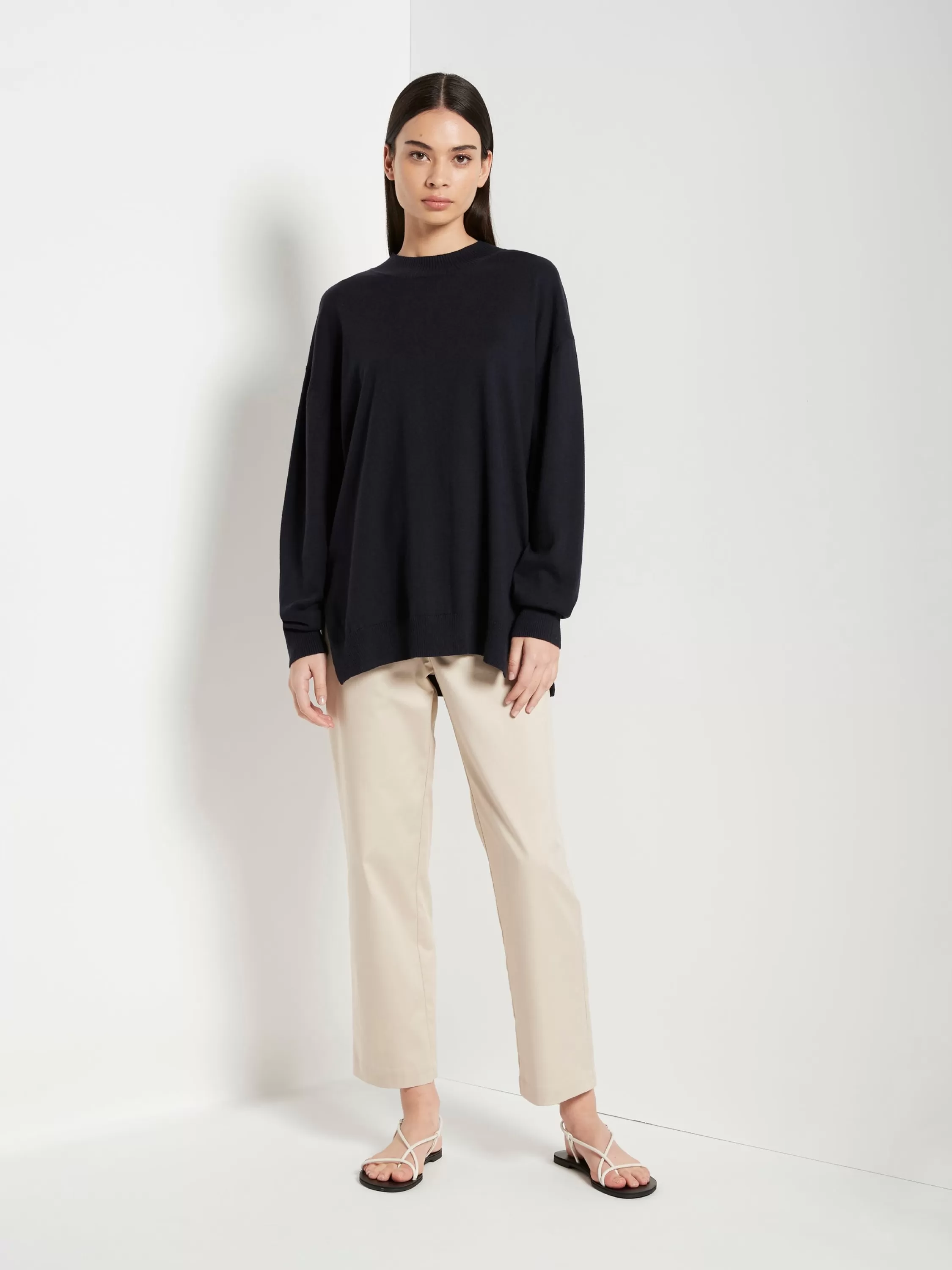 Tops & Tees>Juliette Hogan Jhl Crew Sweater Cotton Cashmere Navy