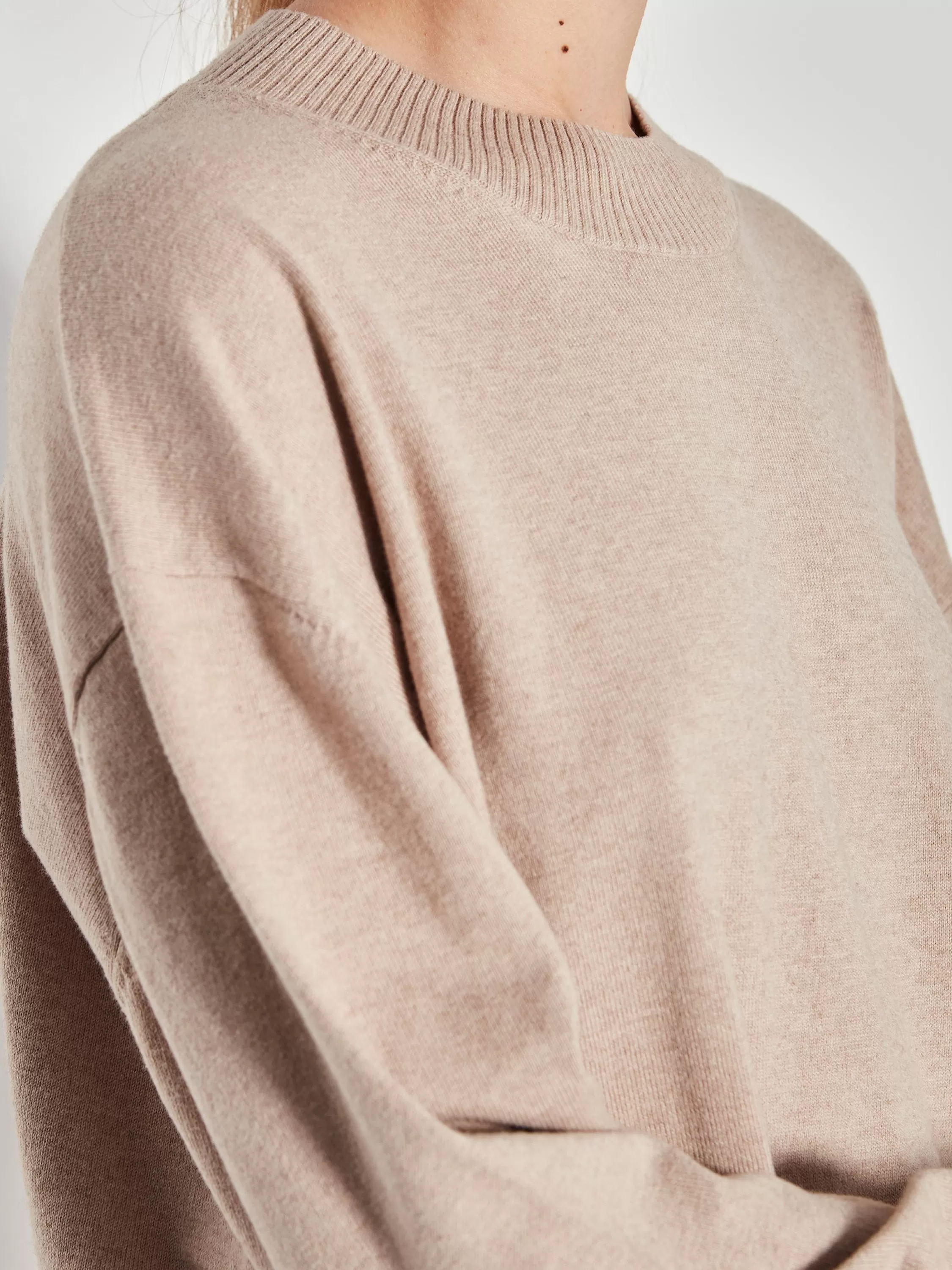 Knitwear>Juliette Hogan Jhl Crew Sweater Cotton Cashmere Biscuit Marle