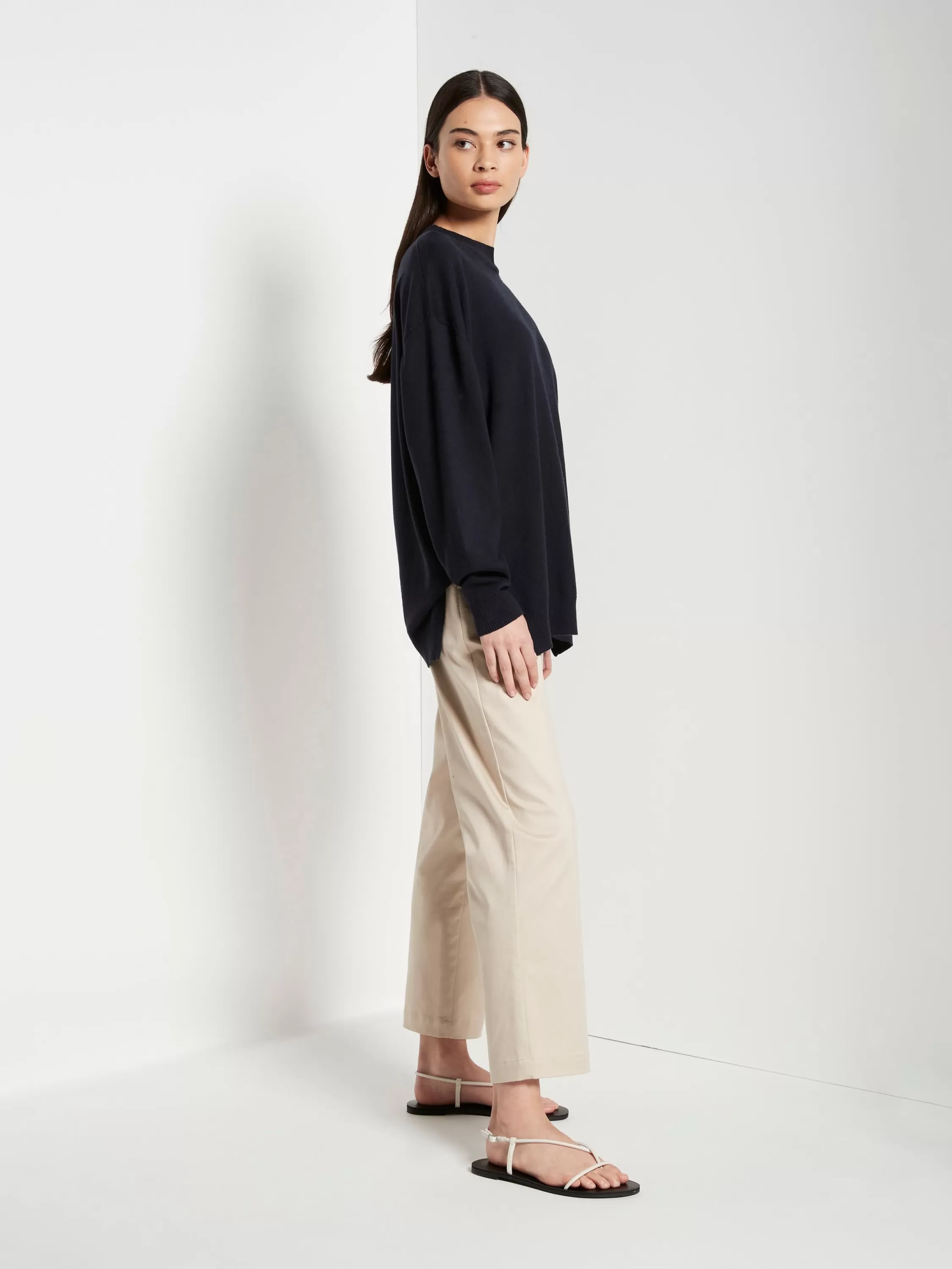 Tops & Tees>Juliette Hogan Jhl Crew Sweater Cotton Cashmere Navy