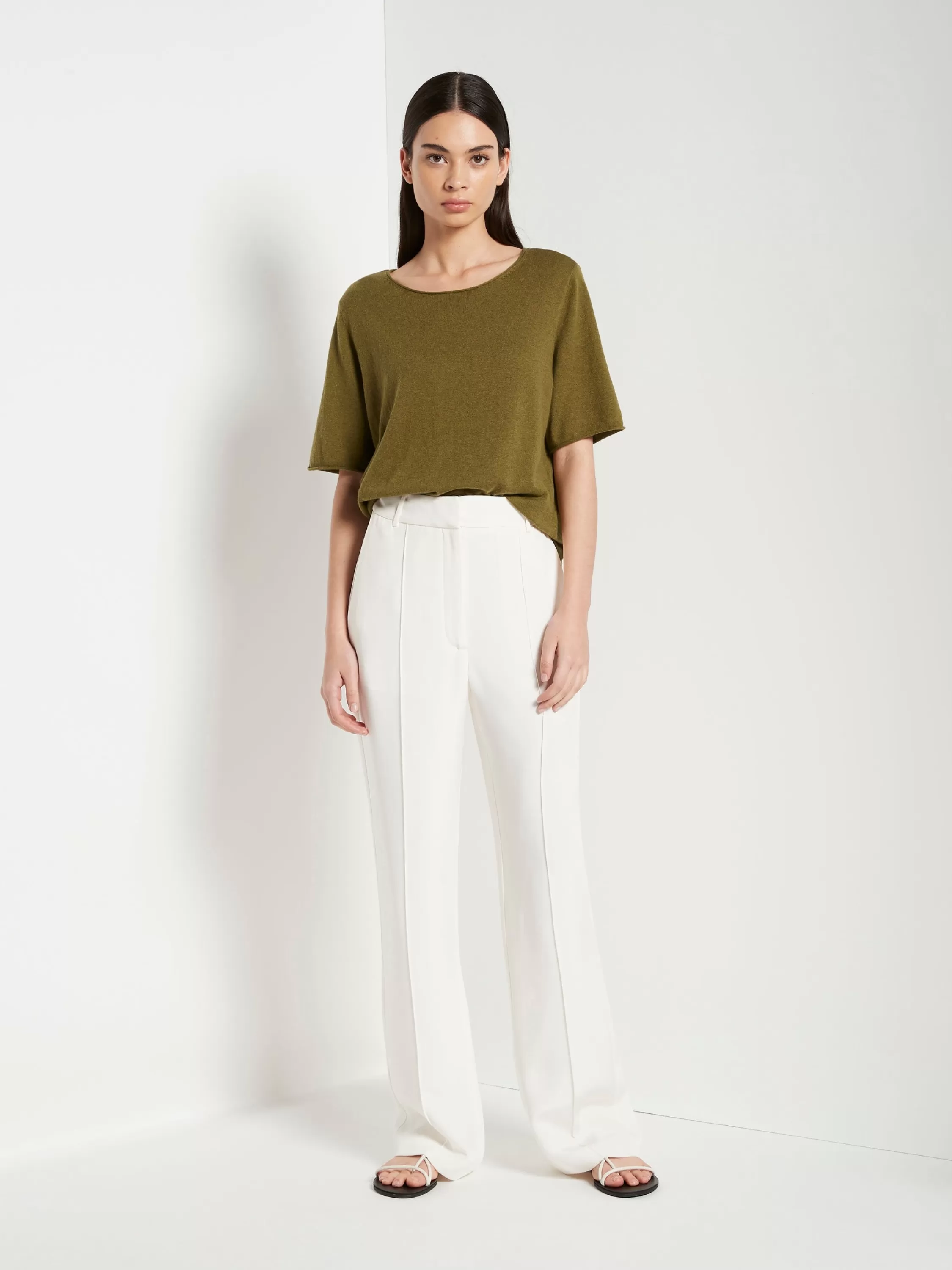 Tops & Tees>Juliette Hogan Jhl Crew T Fine Cotton Cashmere Moss