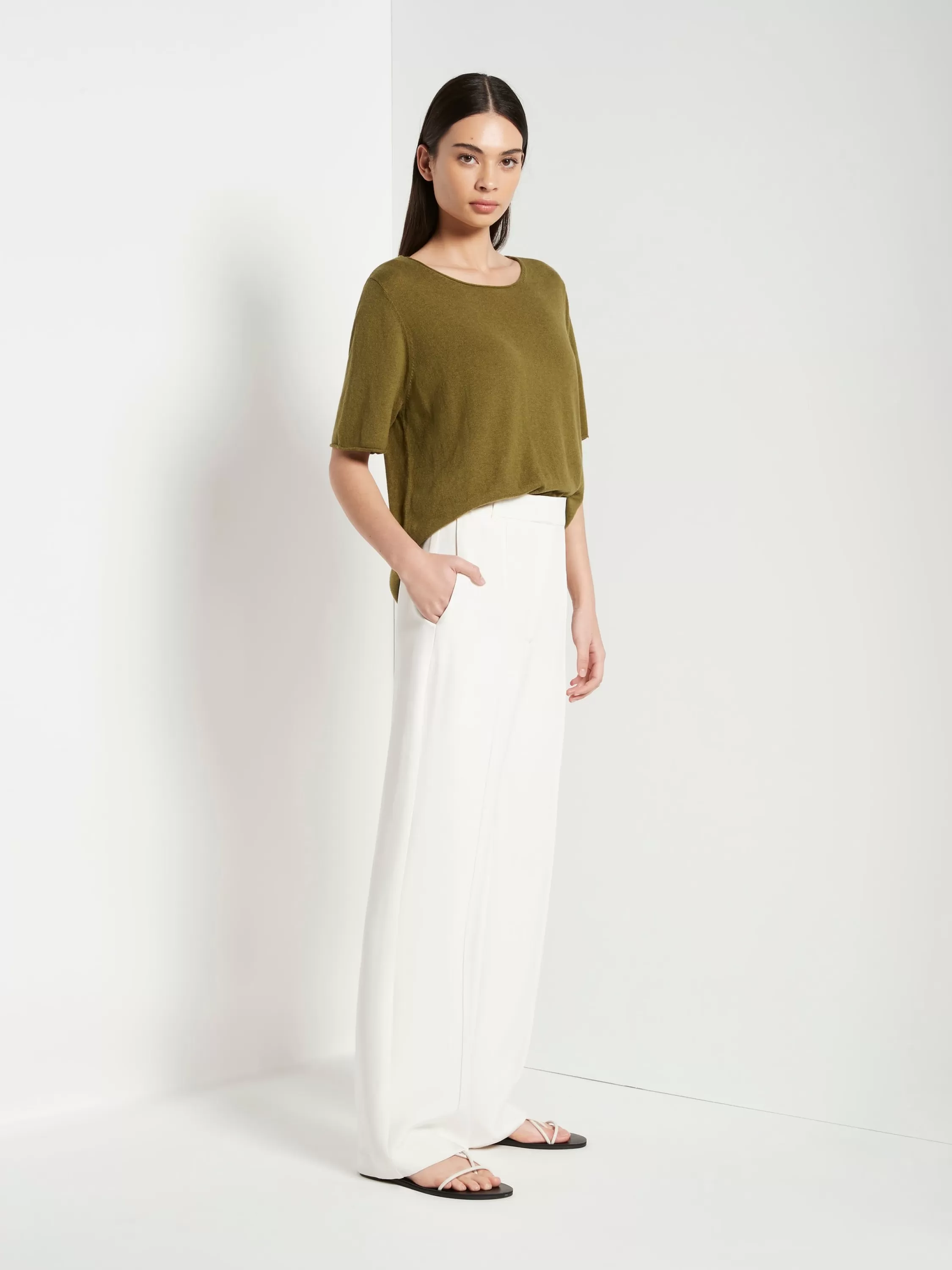 Knitwear>Juliette Hogan Jhl Crew T Fine Cotton Cashmere Moss