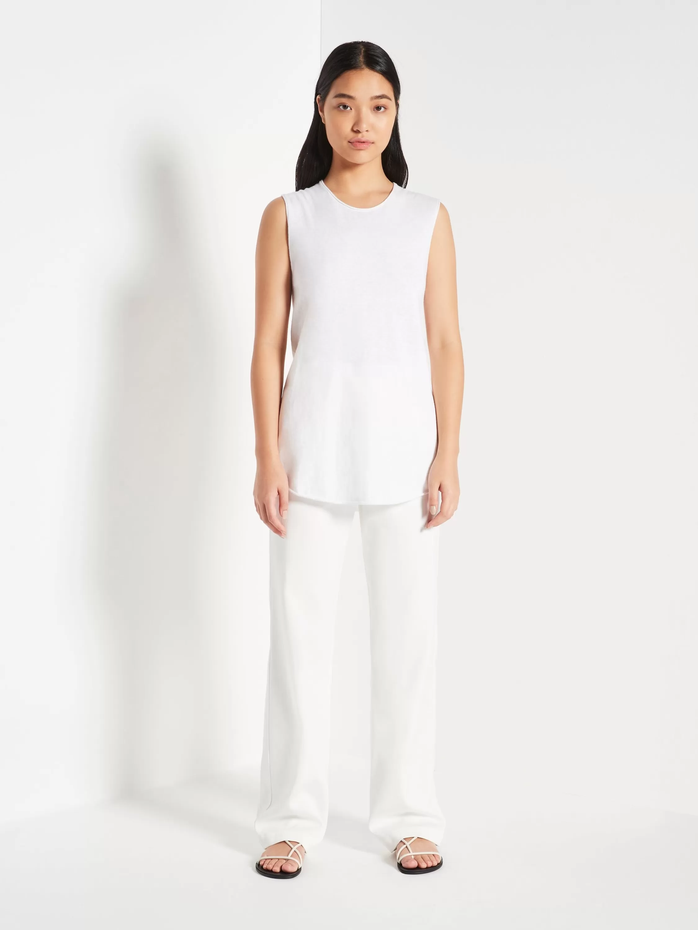 Knitwear>Juliette Hogan Jhl Crew Tank Fine Cotton Cashmere White