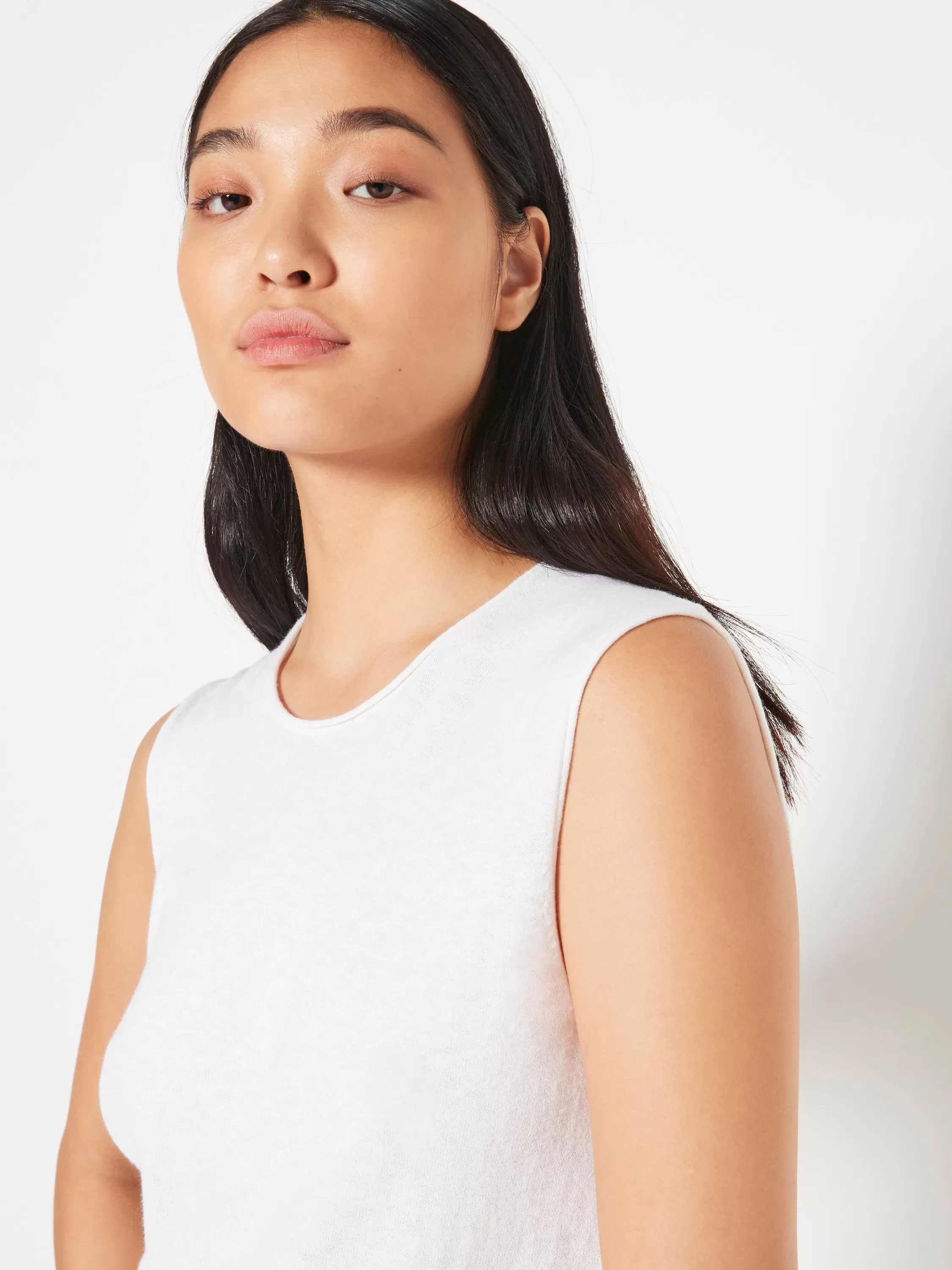 Knitwear>Juliette Hogan Jhl Crew Tank Fine Cotton Cashmere White