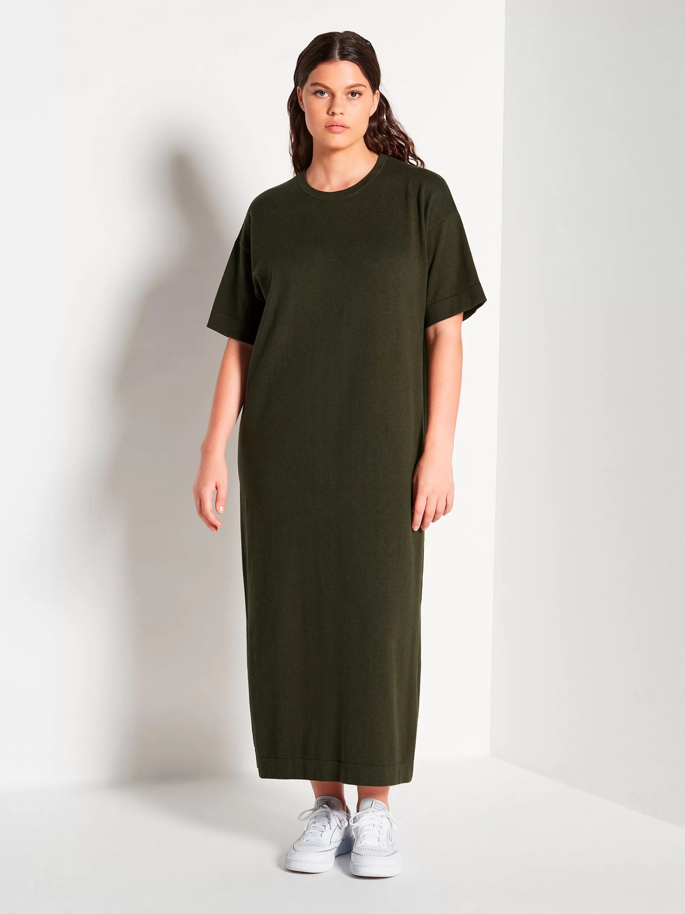 Dresses & Jumpsuits>Juliette Hogan Jhl Long Box T Dress Cotton Cashmere Spruce