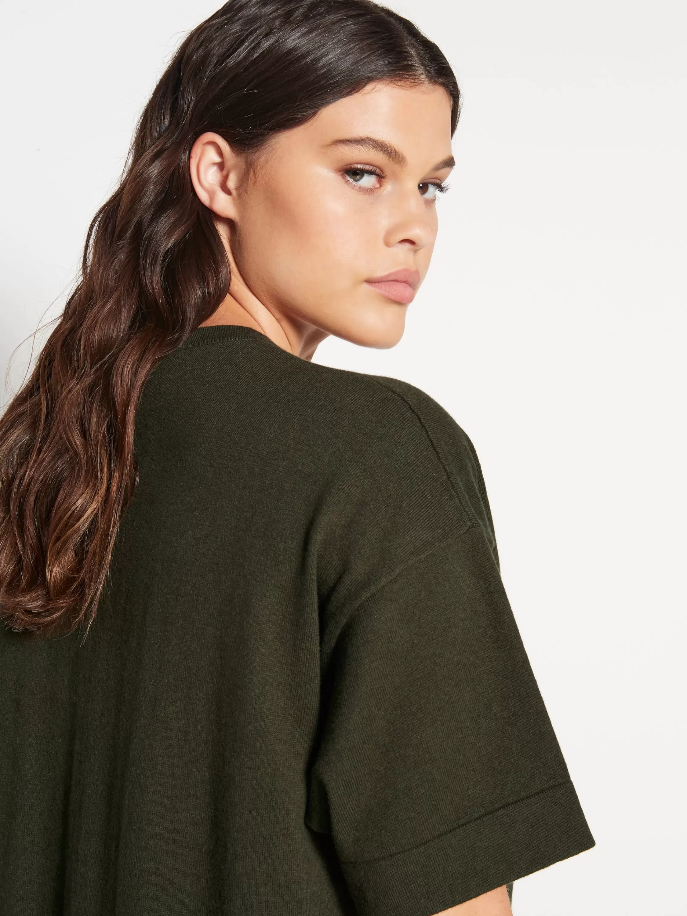 Knitwear>Juliette Hogan Jhl Long Box T Dress Cotton Cashmere Spruce