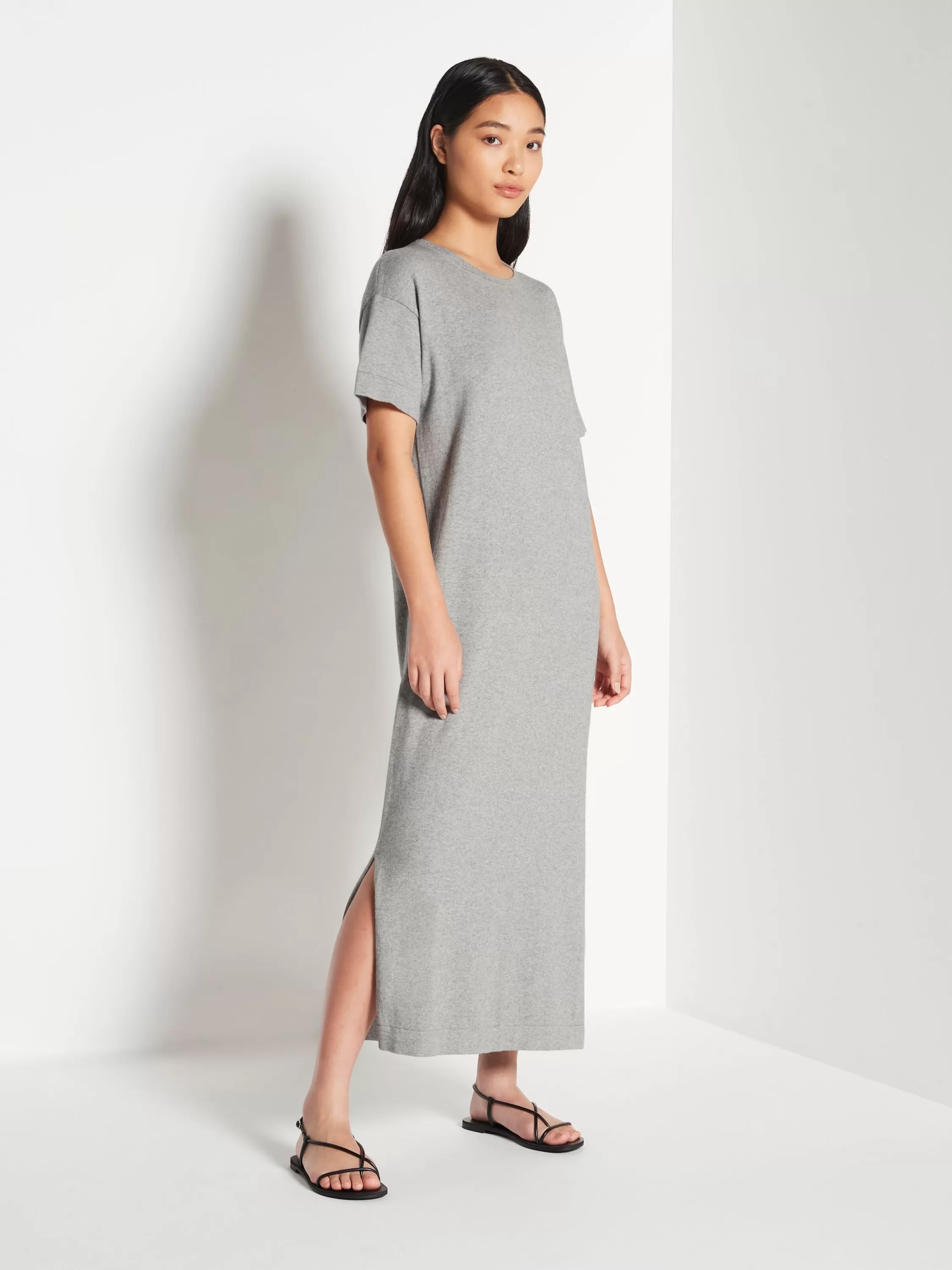 Knitwear>Juliette Hogan Jhl Long Box T Dress Cotton Cashmere Grey Marle