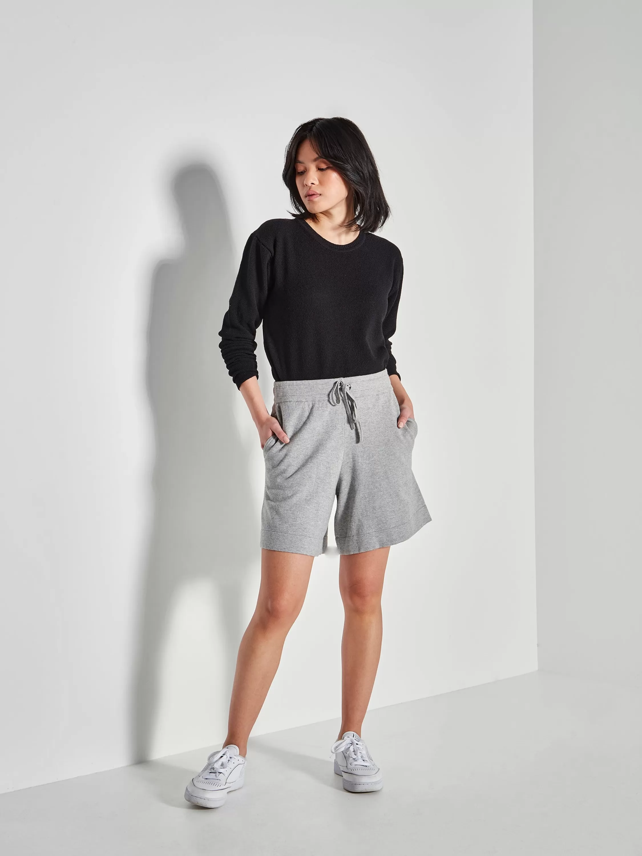 Trousers>Juliette Hogan Jhl Long Short Cotton Cashmere Grey Marle