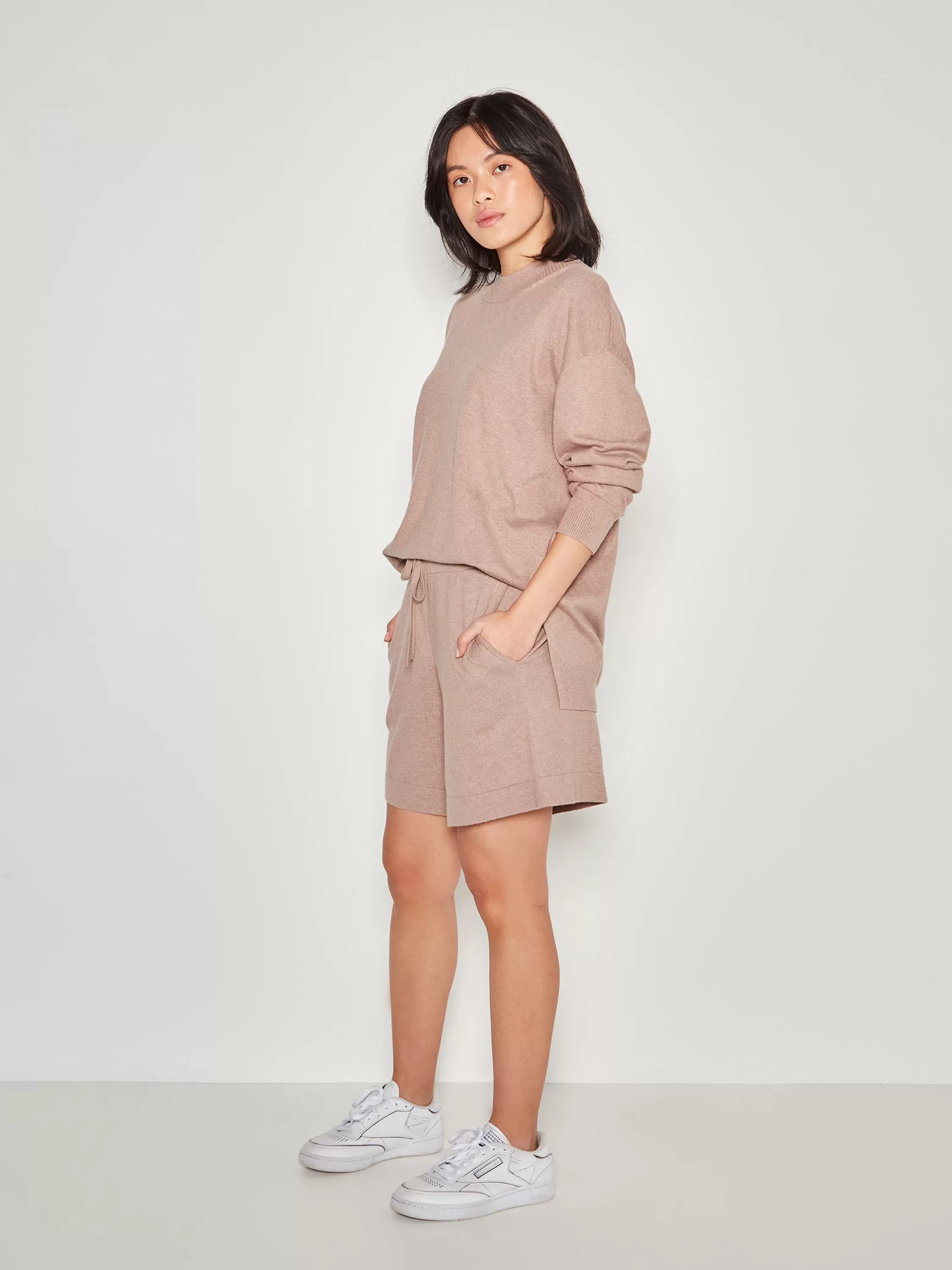 Knitwear>Juliette Hogan Jhl Long Short Cotton Cashmere Rosewood Marle