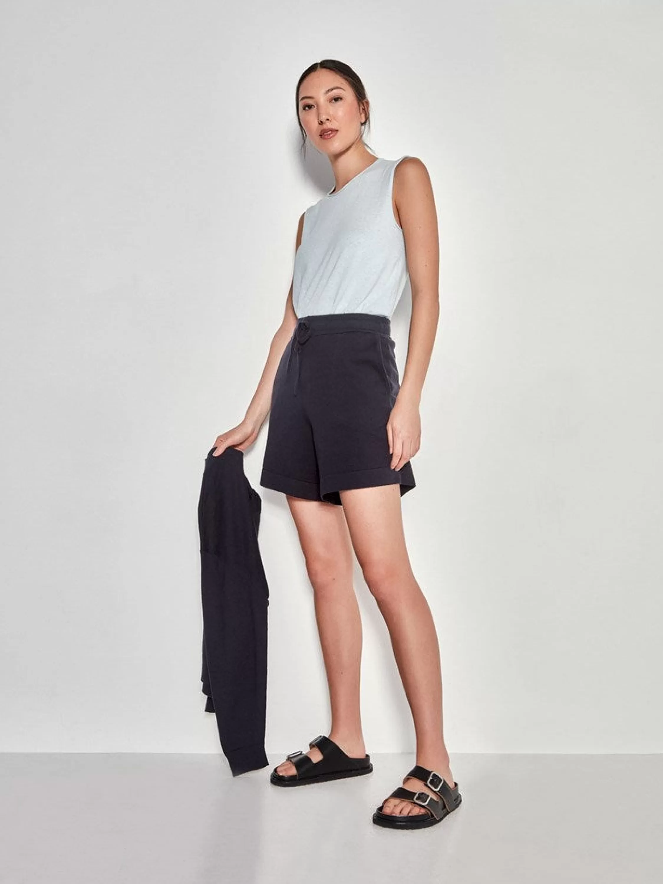 Trousers>Juliette Hogan Jhl Long Short Cotton Cashmere Navy