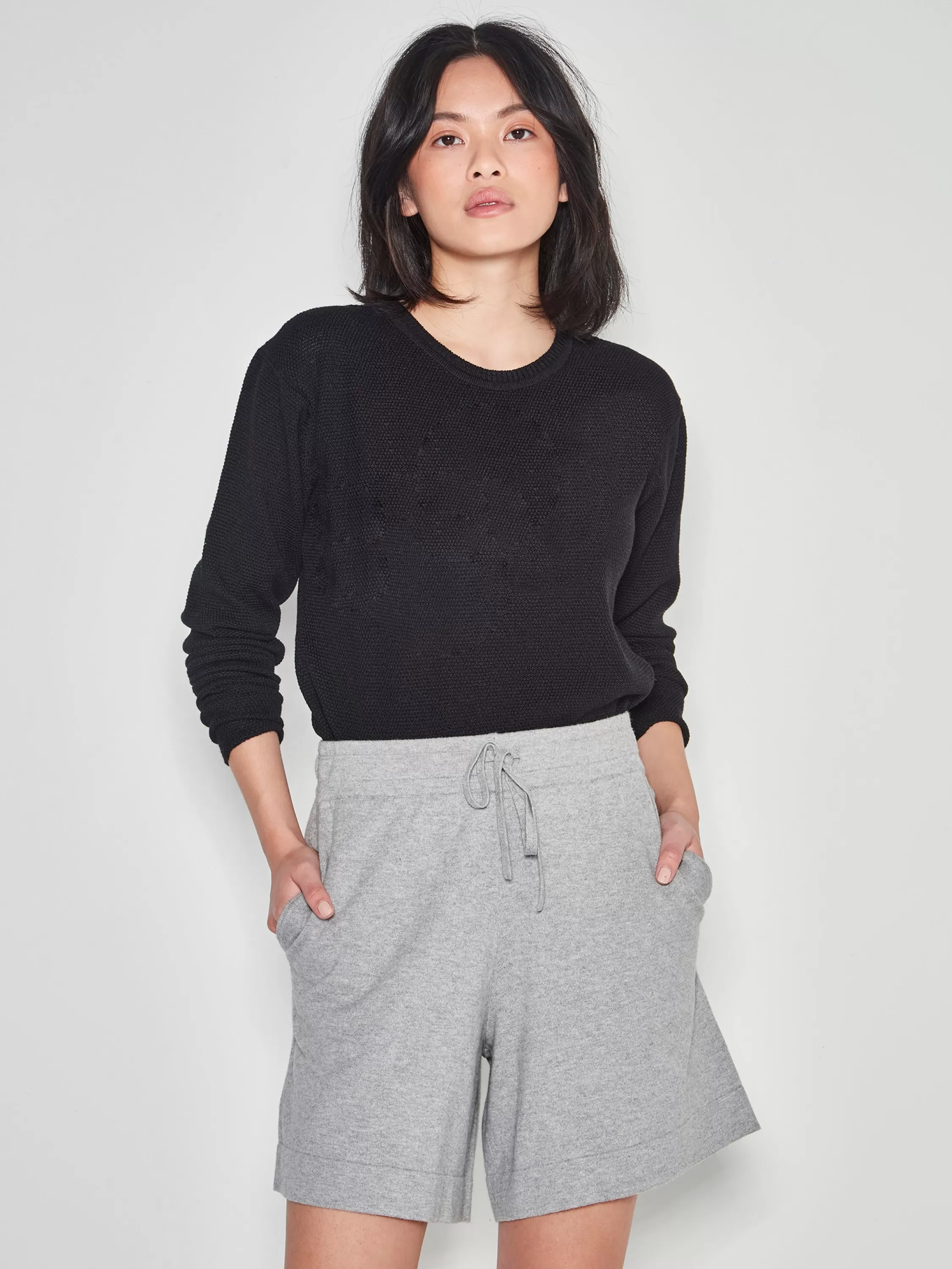 Trousers>Juliette Hogan Jhl Long Short Cotton Cashmere Grey Marle