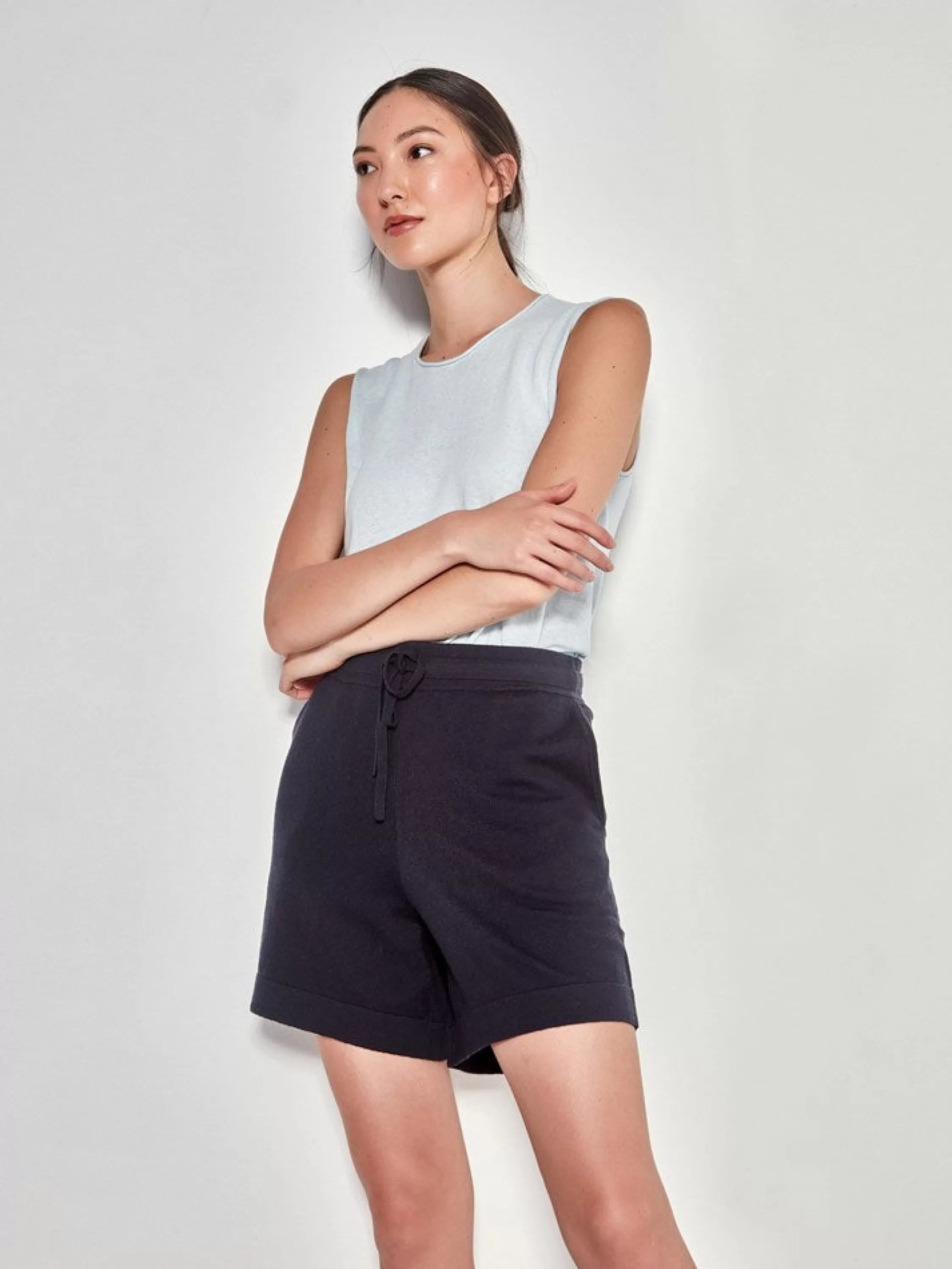 Trousers>Juliette Hogan Jhl Long Short Cotton Cashmere Navy