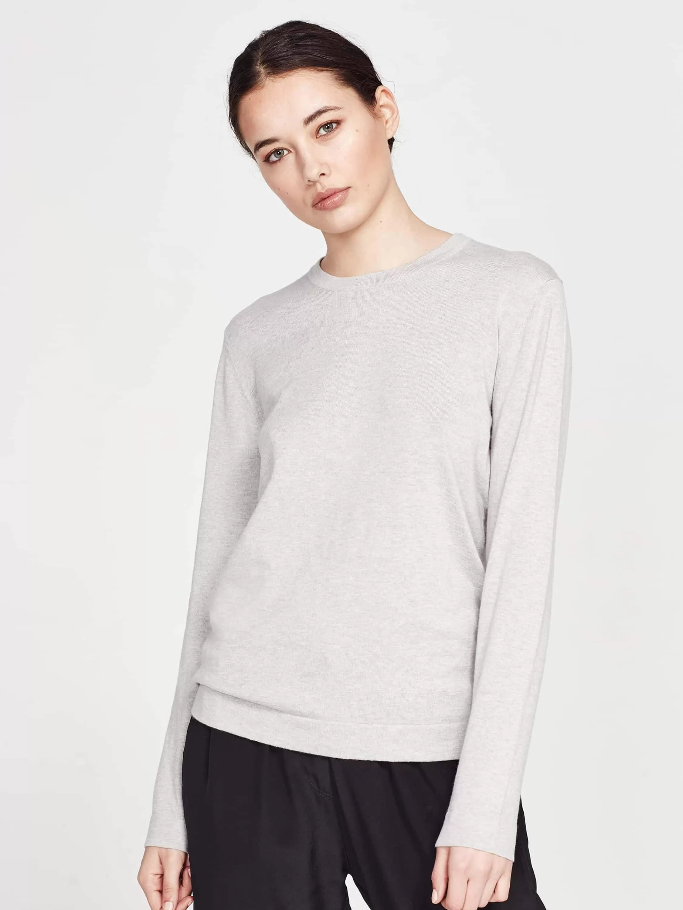 Knitwear>Juliette Hogan Jhl L/S Luxe T Luxe Cotton C Mere Ash