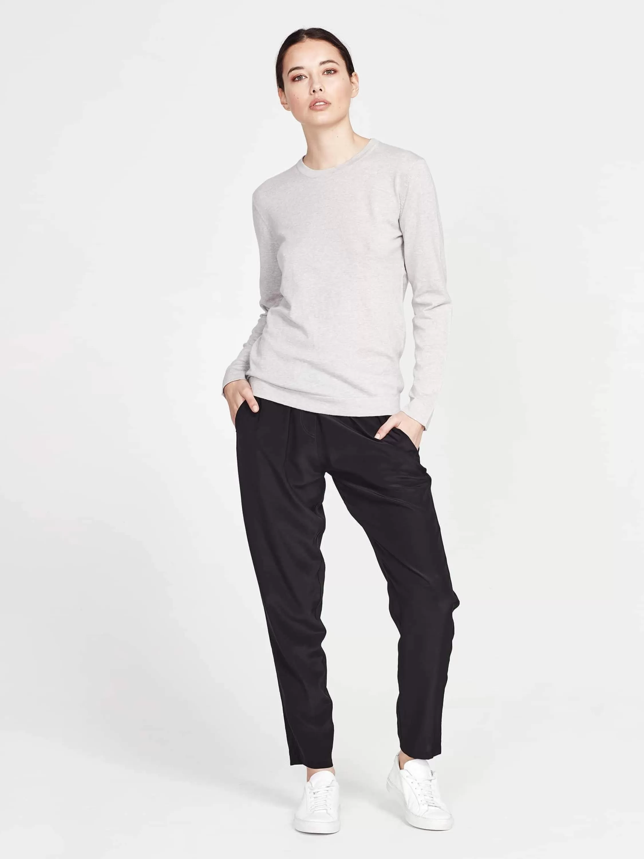 Knitwear>Juliette Hogan Jhl L/S Luxe T Luxe Cotton C Mere Ash