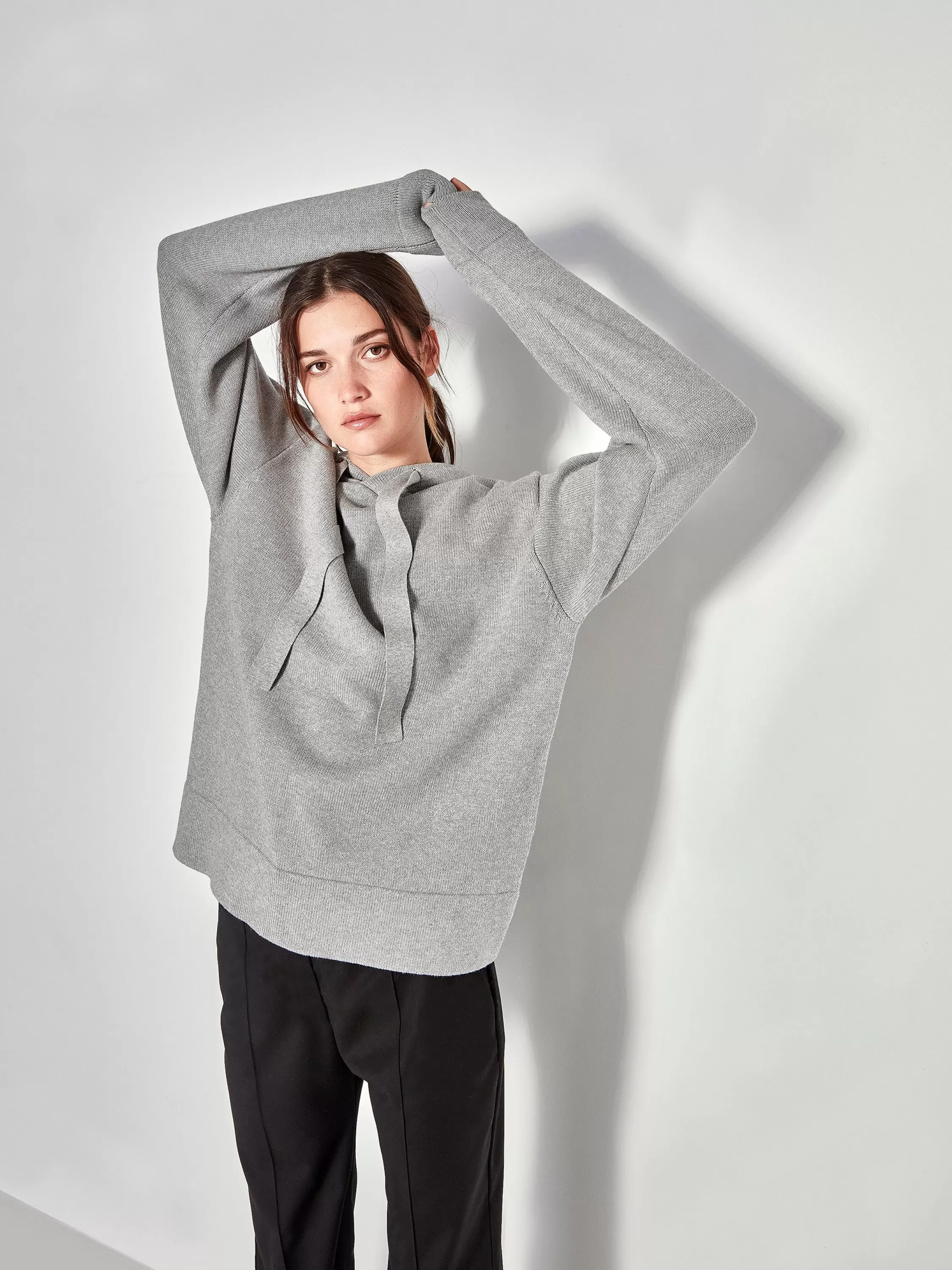 Tops & Tees>Juliette Hogan Jhl Luxe Hoodie Cotton Cashmere Grey Marle