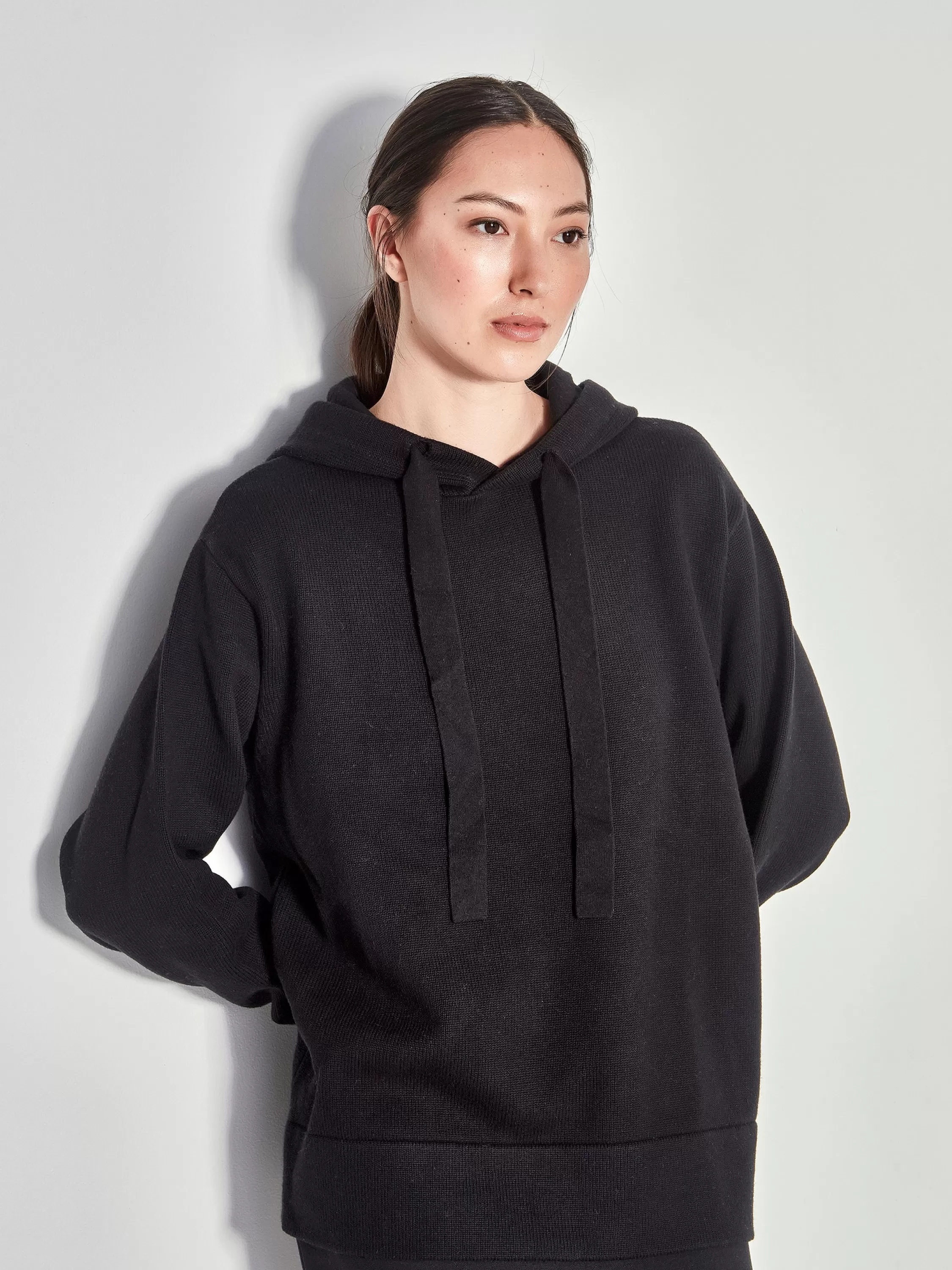 Knitwear>Juliette Hogan Jhl Luxe Hoodie Cotton Cashmere Black