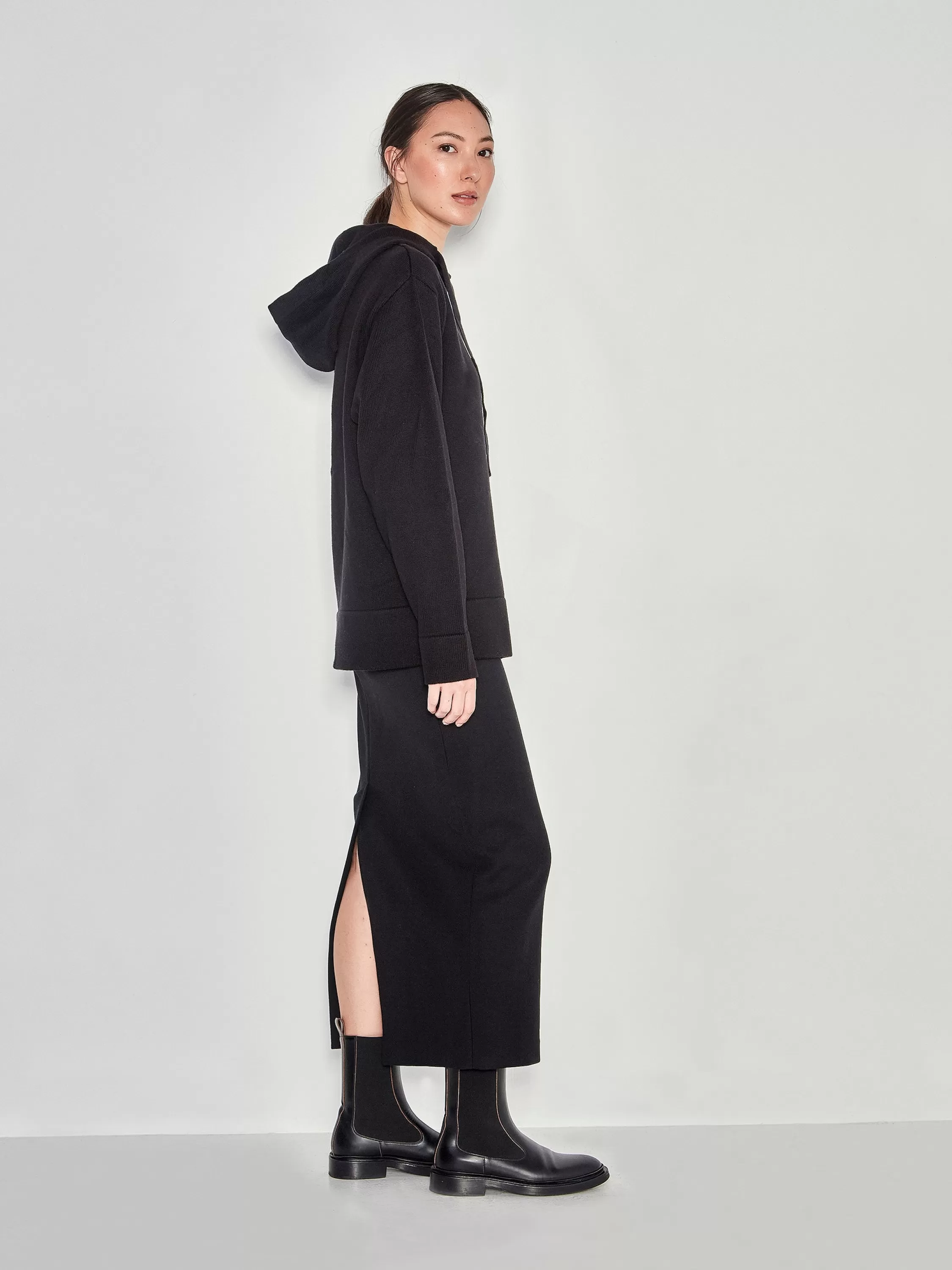 Knitwear>Juliette Hogan Jhl Luxe Hoodie Cotton Cashmere Black