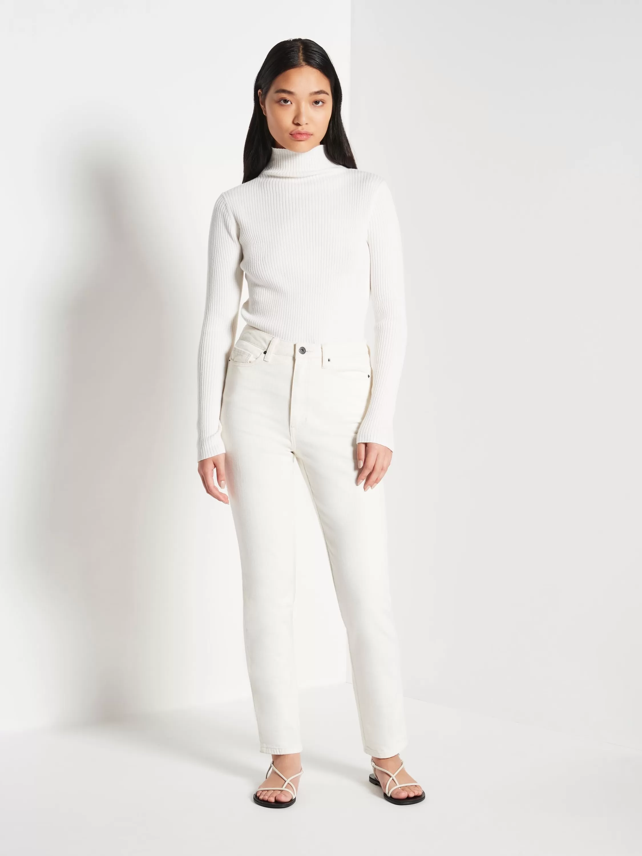 Tops & Tees>Juliette Hogan Jhl Rib Polo L/S T Luxe Cotton Cashmere Snow