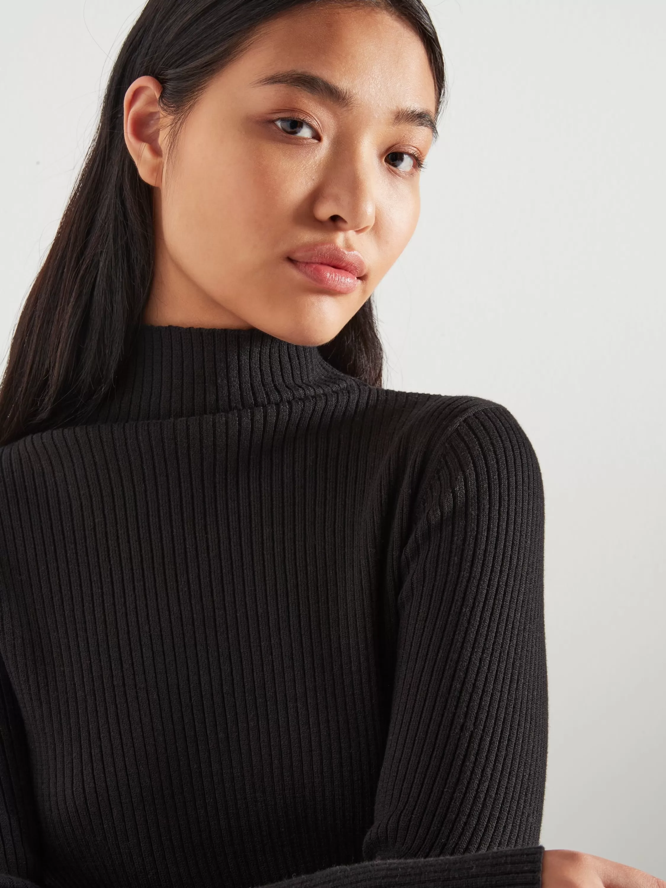 Knitwear>Juliette Hogan Jhl Rib Polo L/S T Luxe Cotton Cashmere Black