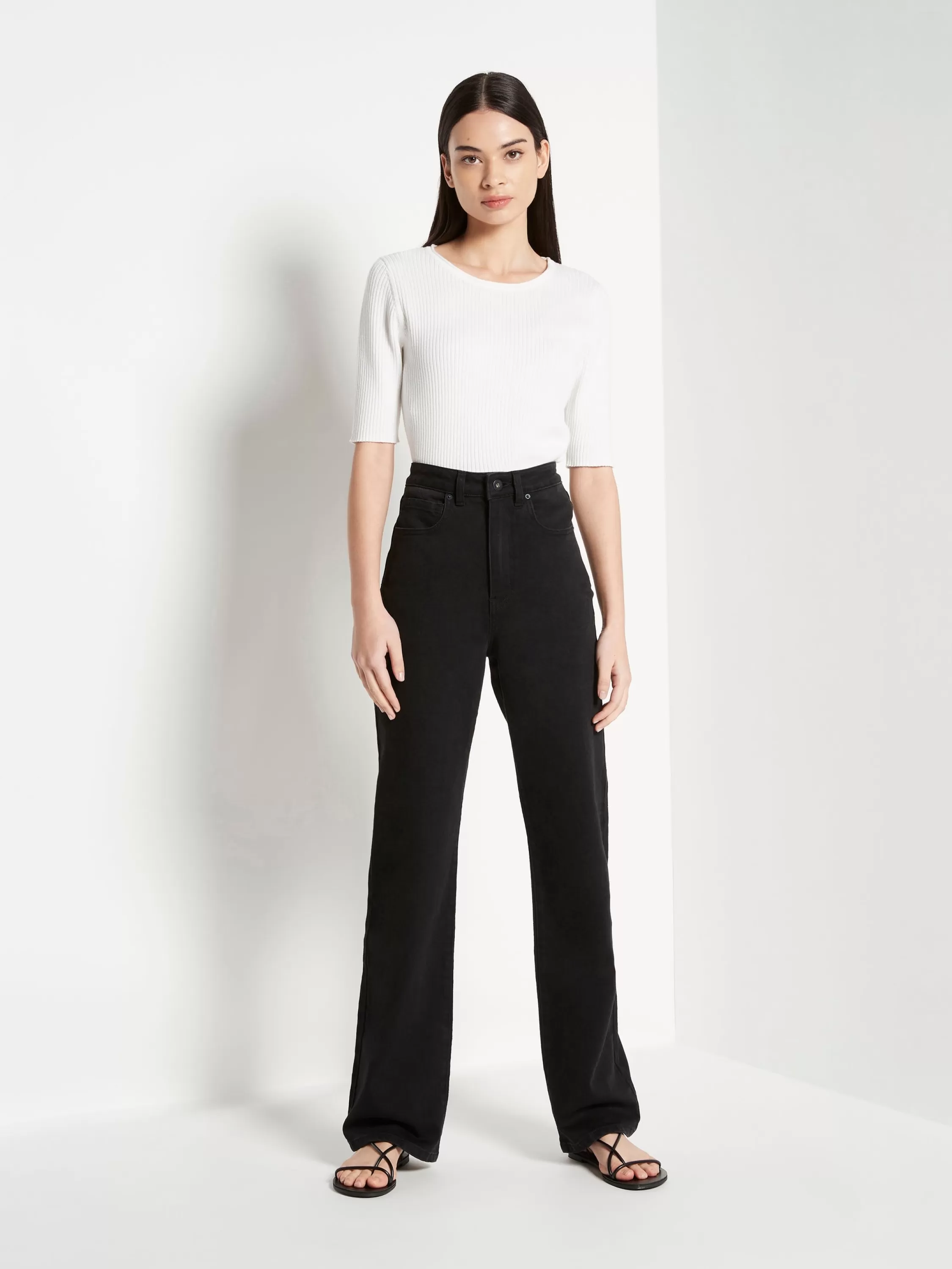 Tops & Tees>Juliette Hogan Jhl Rib T Luxe Cotton Cashmere Snow
