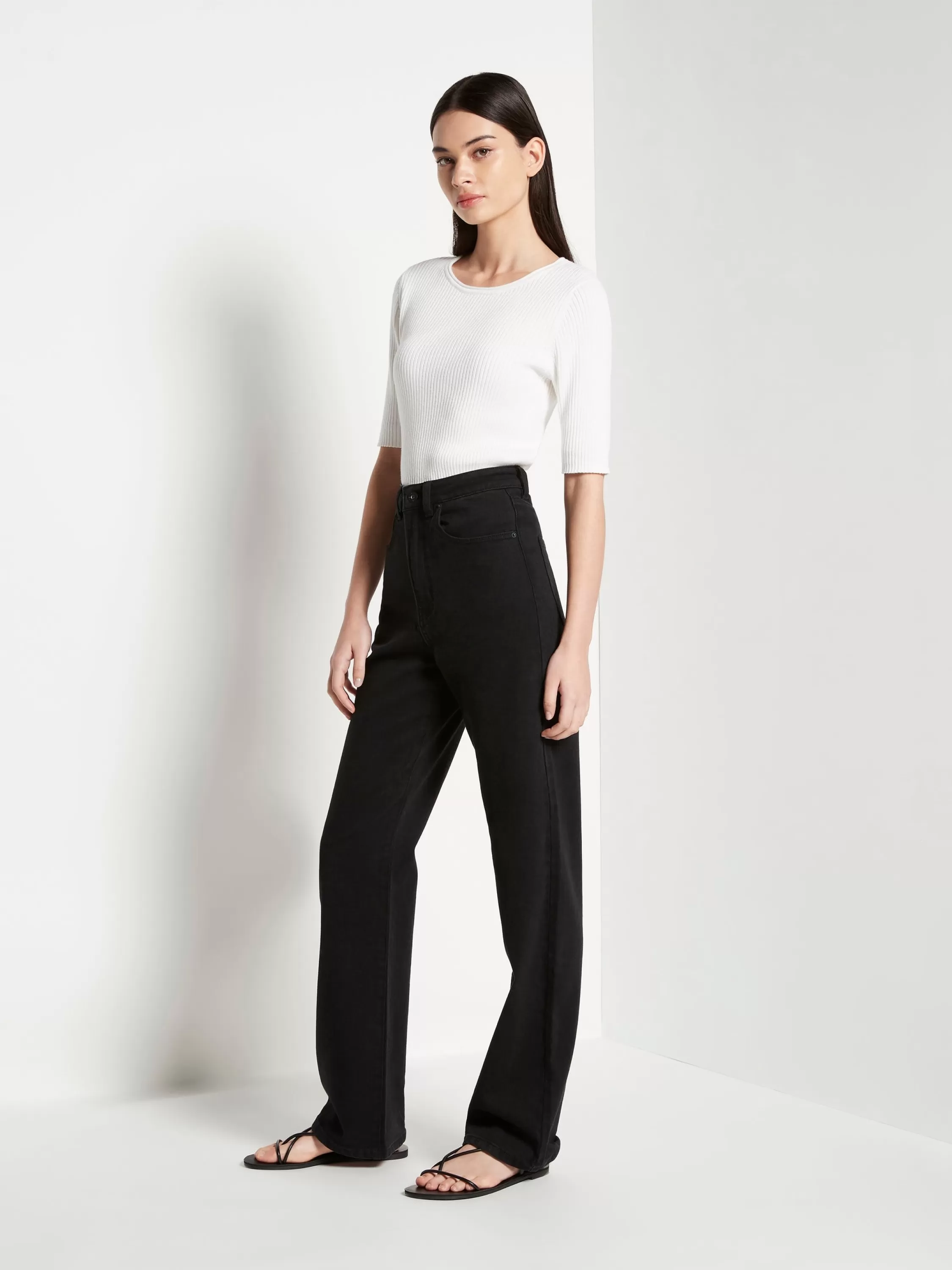 Tops & Tees>Juliette Hogan Jhl Rib T Luxe Cotton Cashmere Snow