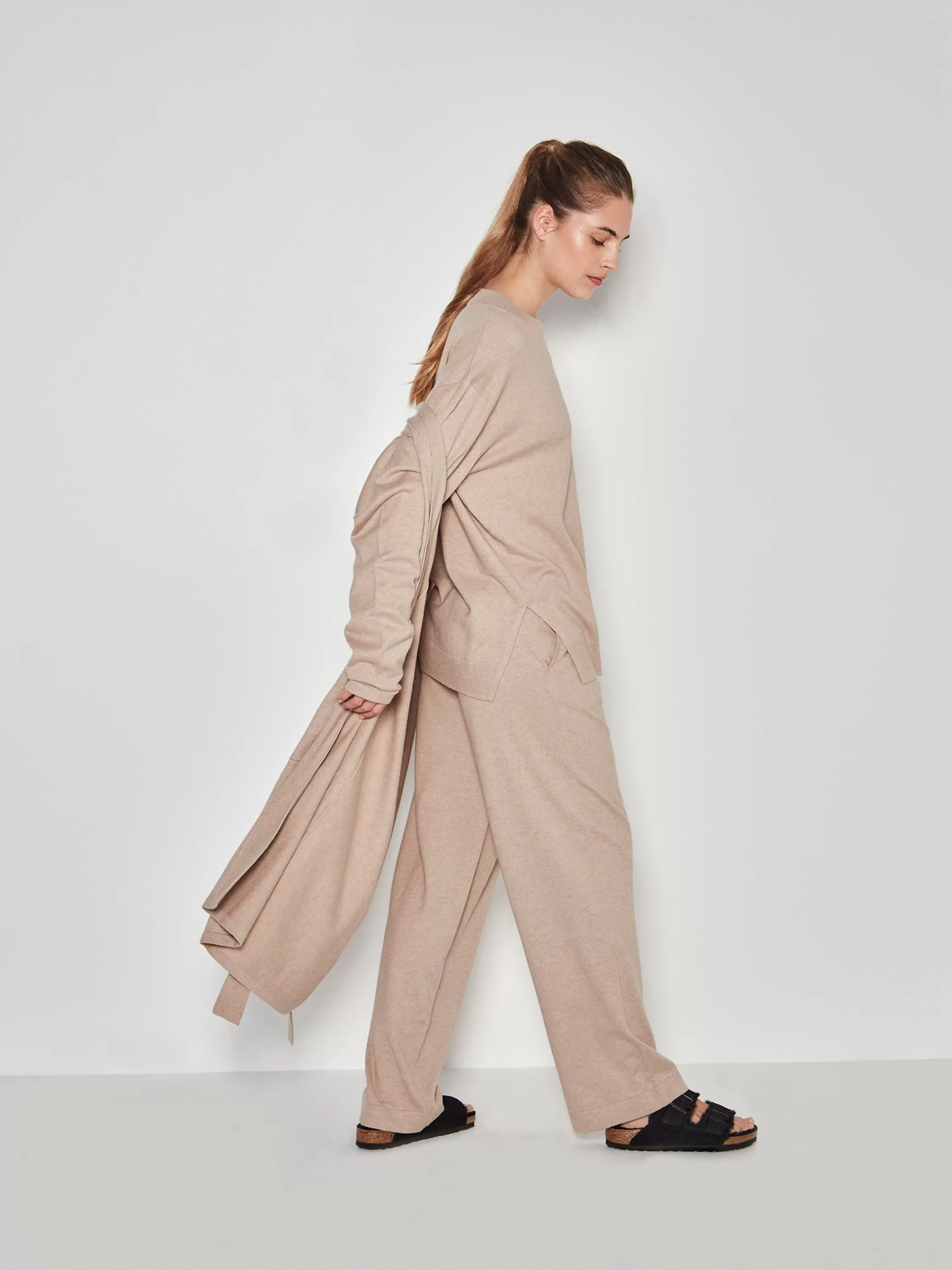 Knitwear>Juliette Hogan Jhl Robe Cotton Cashmere Biscuit Marle