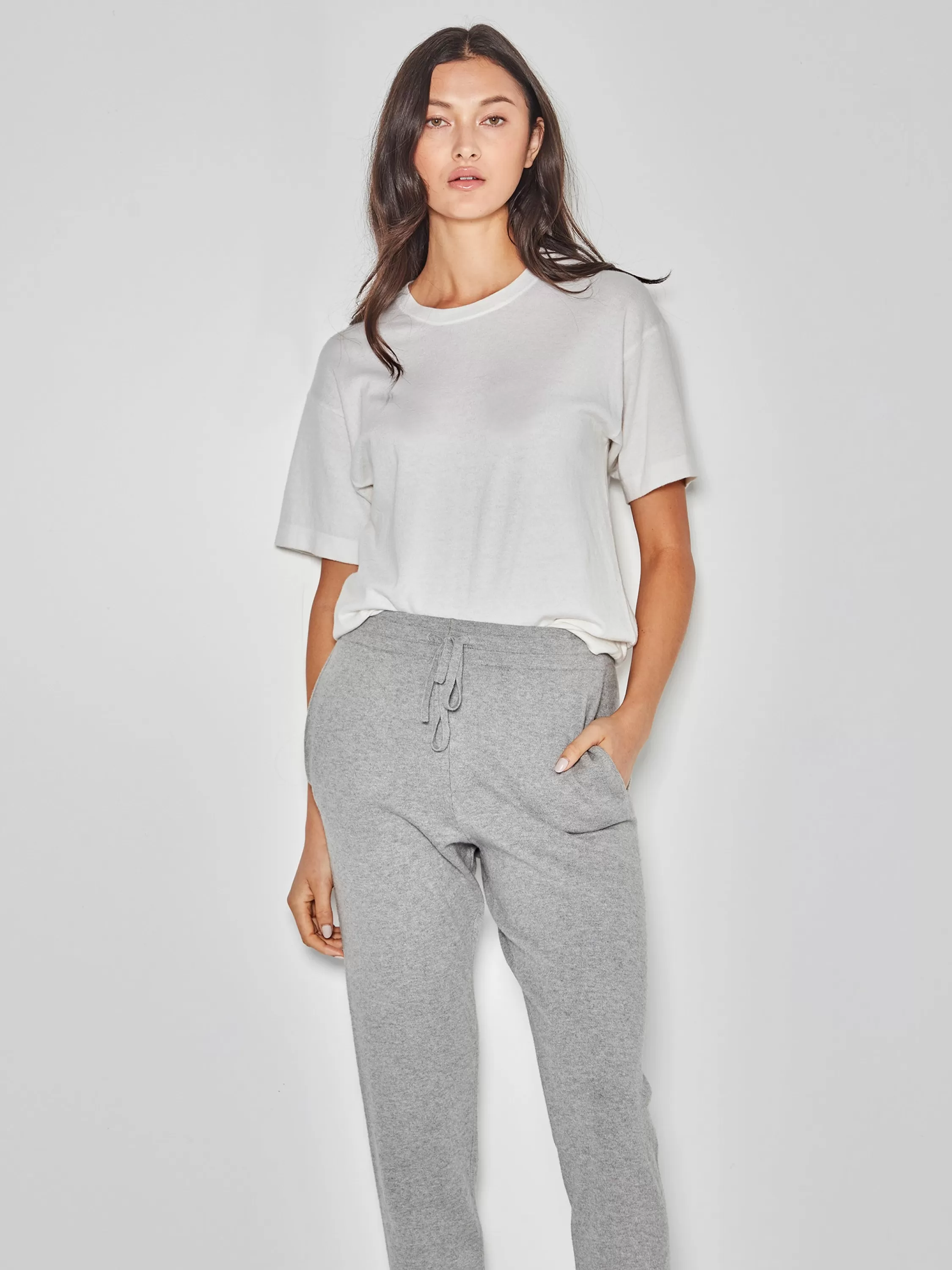 Trousers>Juliette Hogan Jhl Slim Trackpant Cotton Cashmere Grey Marle