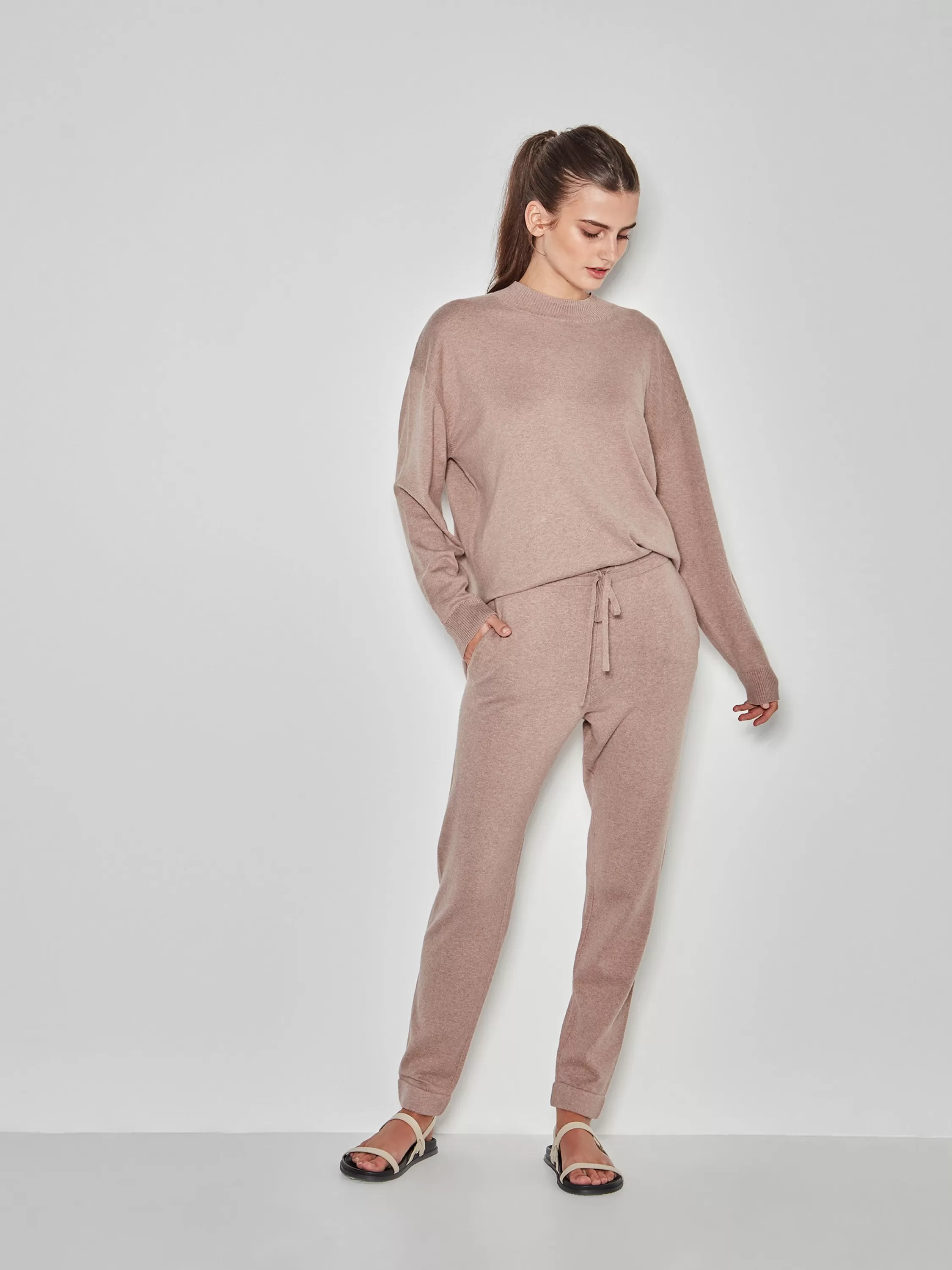 Trousers>Juliette Hogan Jhl Slim Trackpant Cotton Cashmere Rosewood Marle