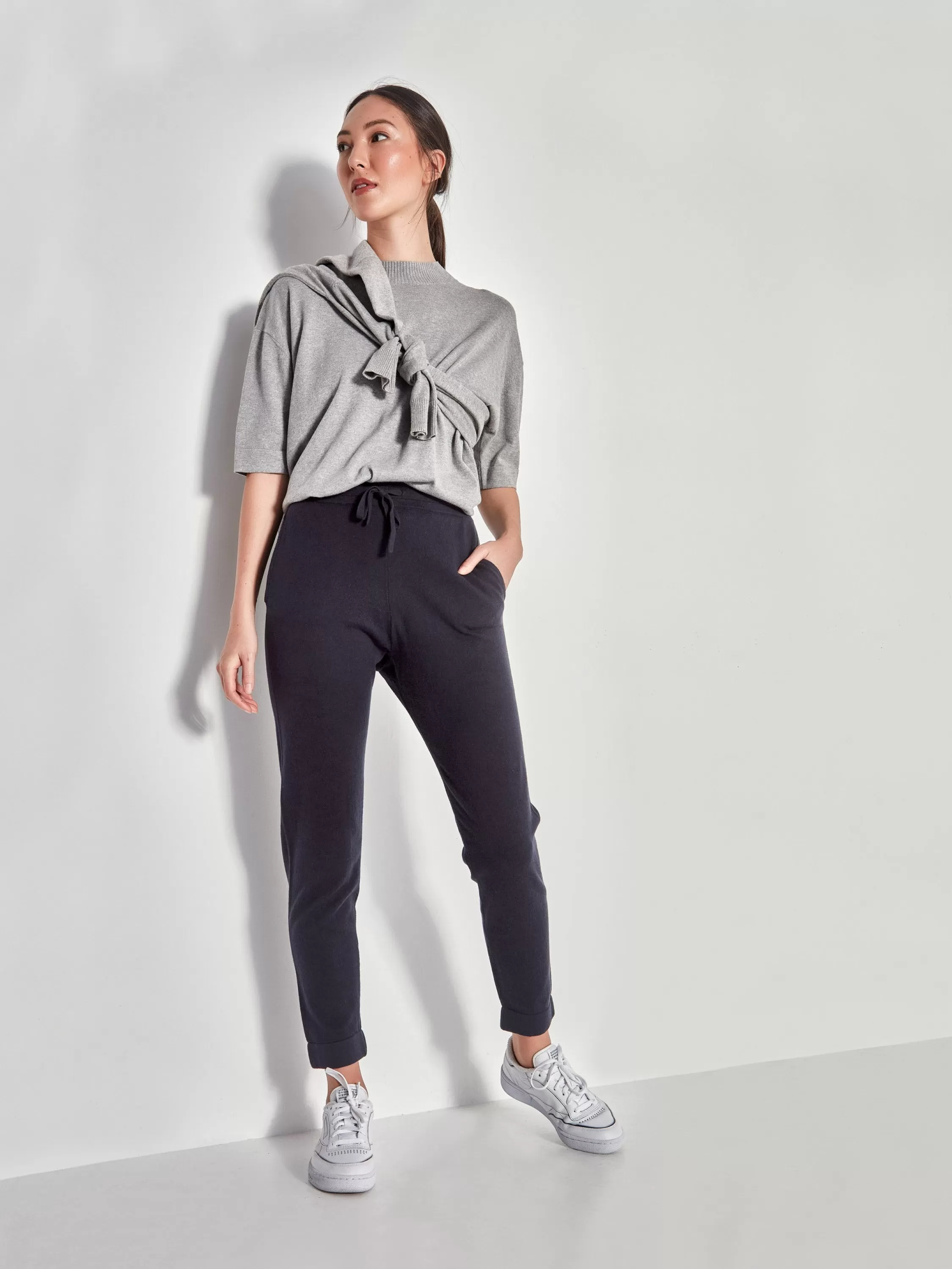 Trousers>Juliette Hogan Jhl Slim Trackpant Cotton Cashmere Navy