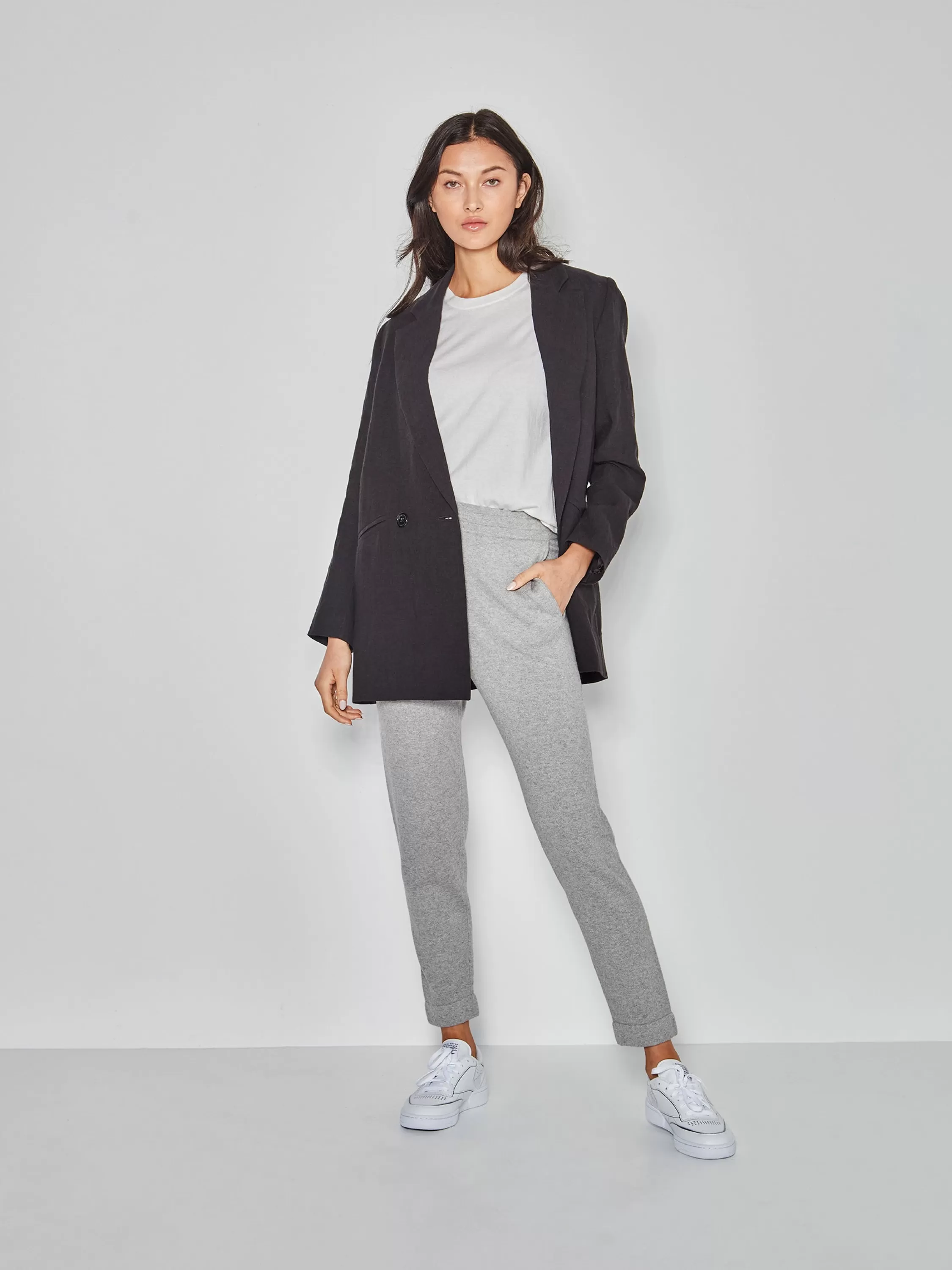 Trousers>Juliette Hogan Jhl Slim Trackpant Cotton Cashmere Grey Marle