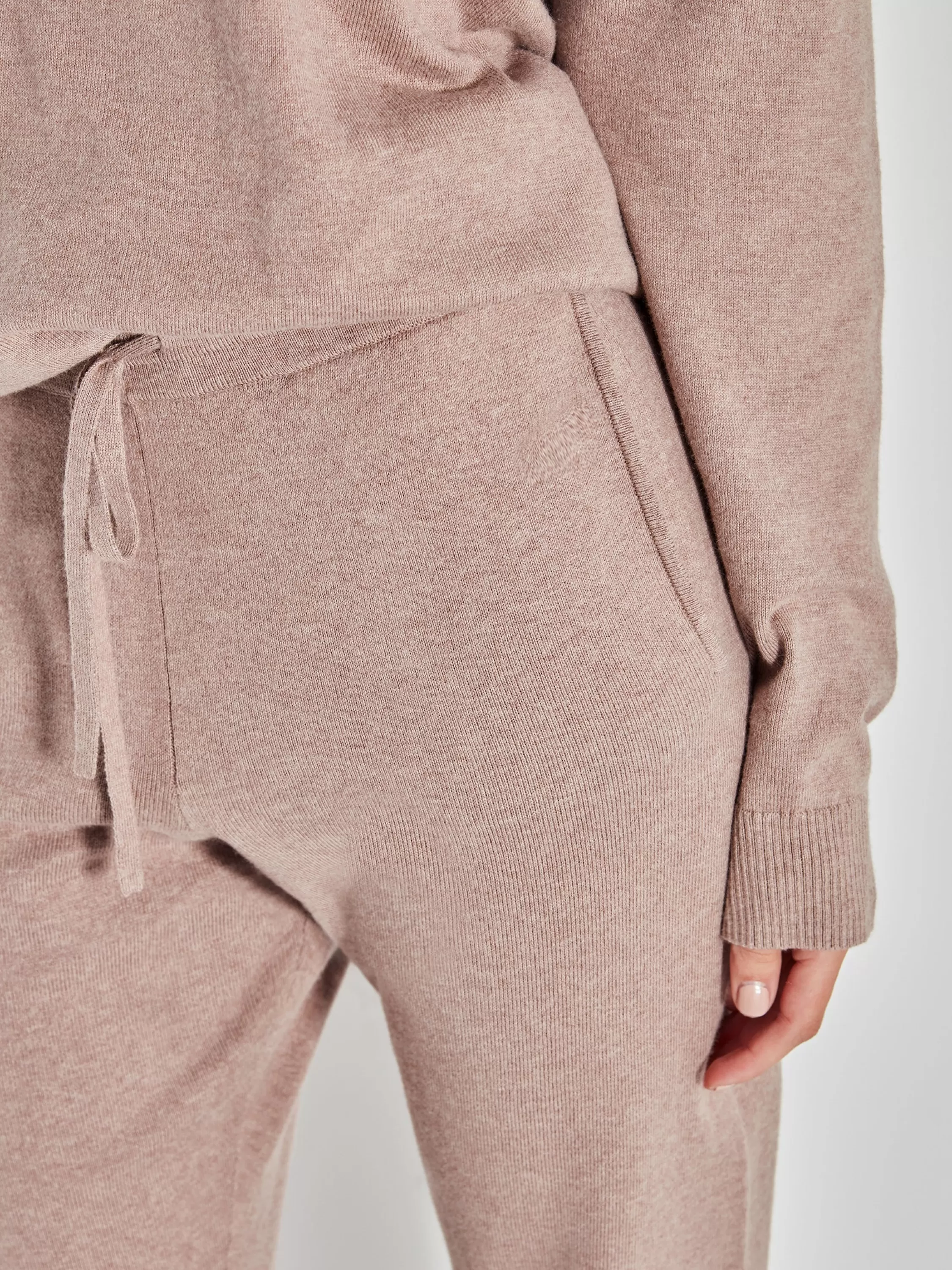 Knitwear>Juliette Hogan Jhl Slim Trackpant Cotton Cashmere Rosewood Marle