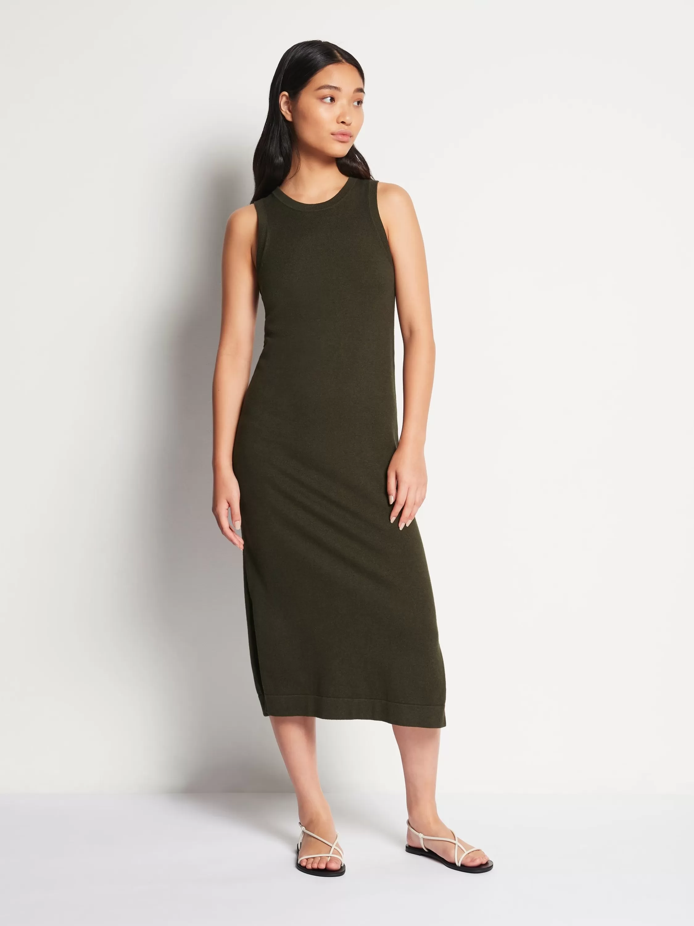 Knitwear>Juliette Hogan Jhl Split Tank Dress Cotton Cashmere Spruce