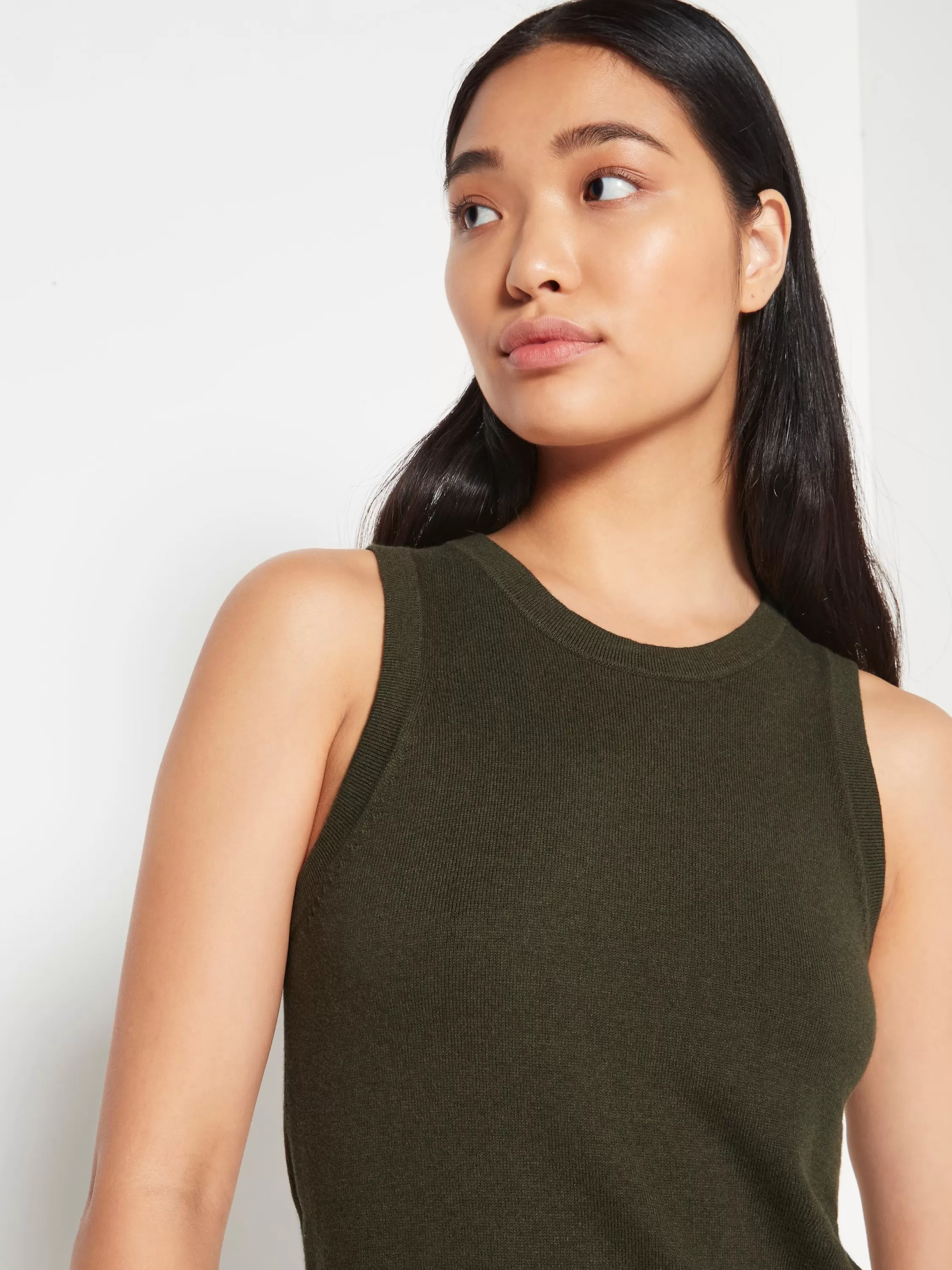 Knitwear>Juliette Hogan Jhl Split Tank Dress Cotton Cashmere Spruce